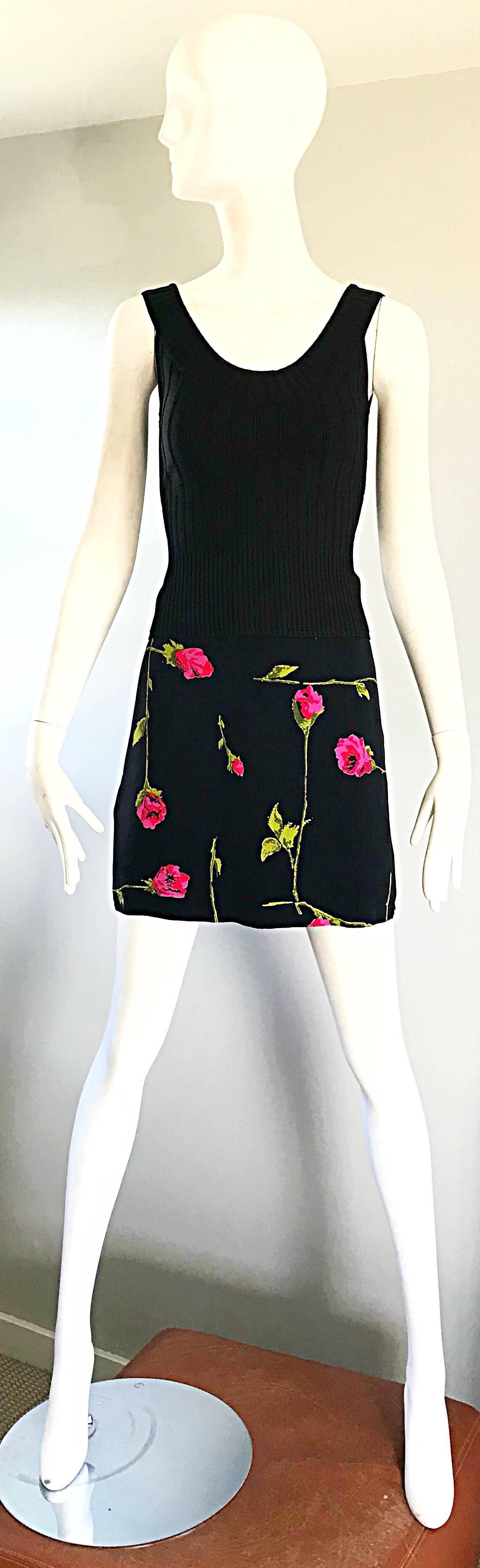 Thierry Mugler Couture 1990er Schwarzes geripptes ärmelloses Vintage 90er Crop Top Shirt im Angebot 2