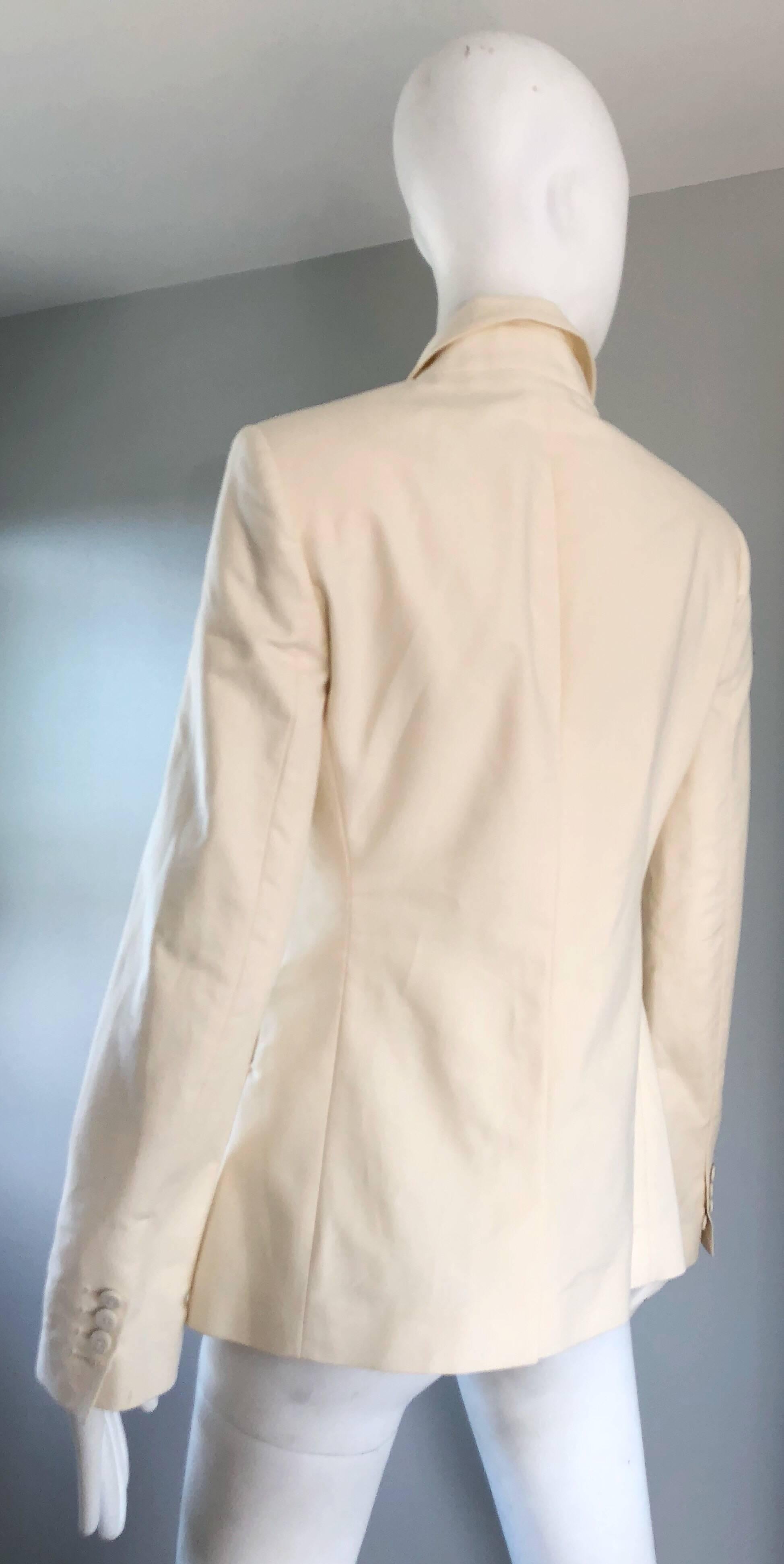 Women's 1990s Viktor & Rolf Brand New Ivory Off White Sz 44 10 Cotton 90s Blazer Jacket  For Sale