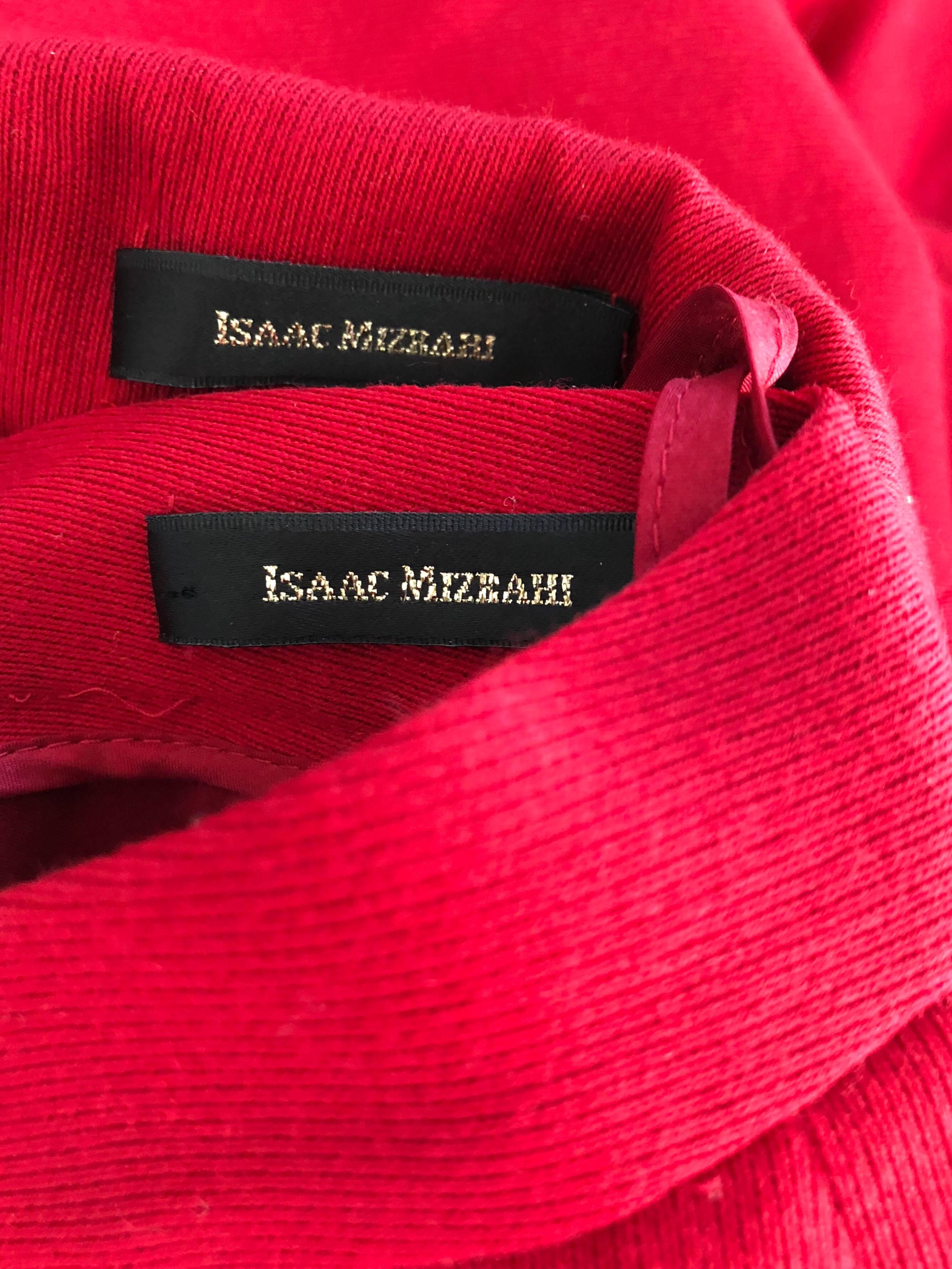 Isaac Mizrahi Vintage 1990s Lipstick Red Wide Leg Wool Le Smoking 90s Pants Suit 4