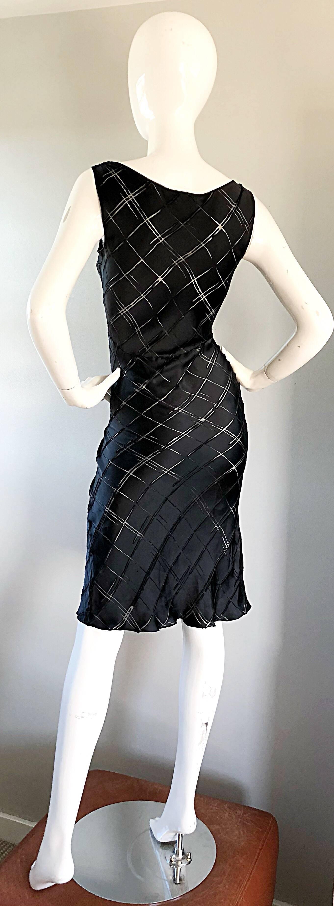 Rare Early John Galliano 1990s Black + Sheer Panels Black Silk Bias Cut Dress 4