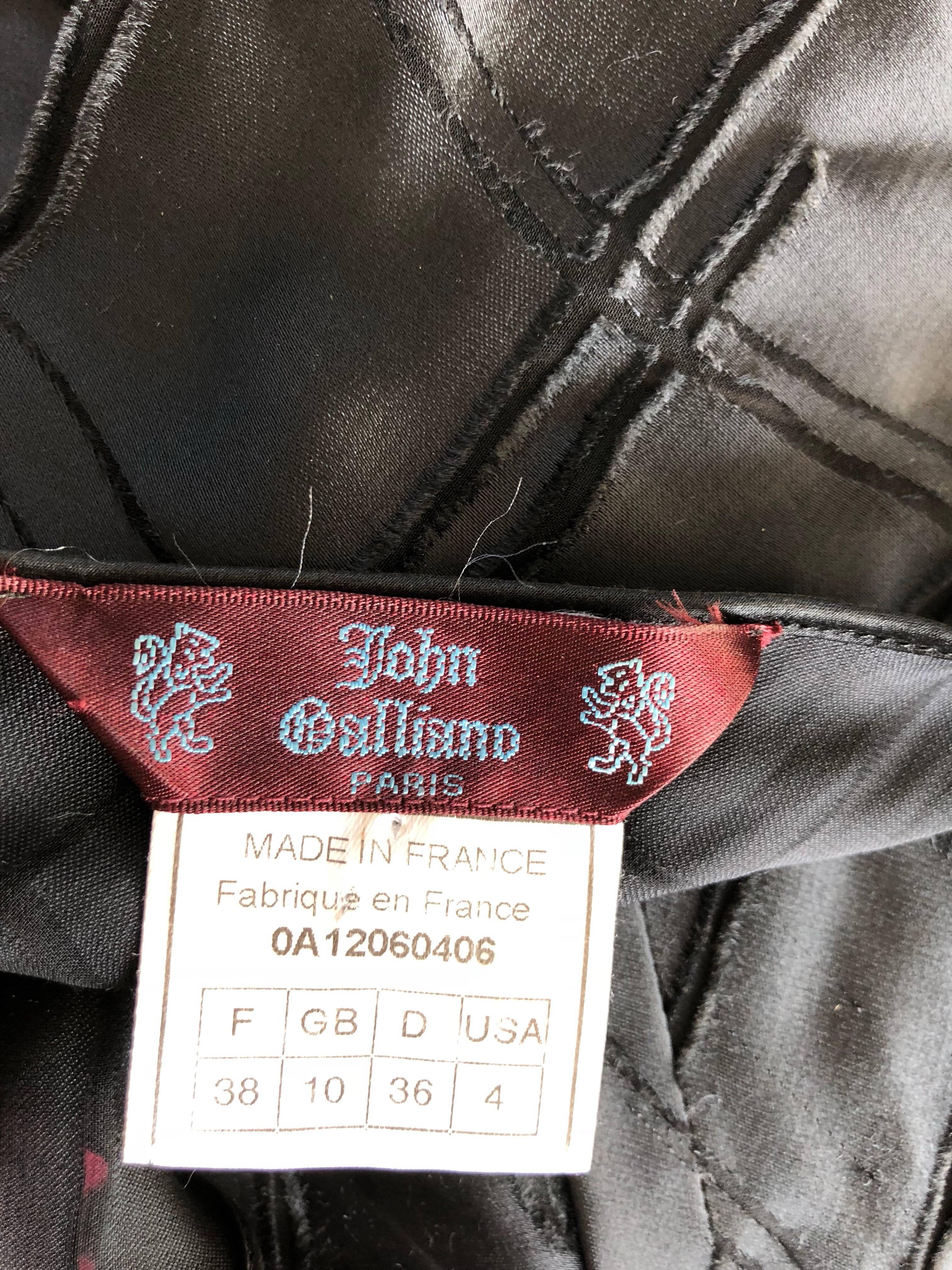 Rare Early John Galliano 1990s Black + Sheer Panels Black Silk Bias Cut Dress 6