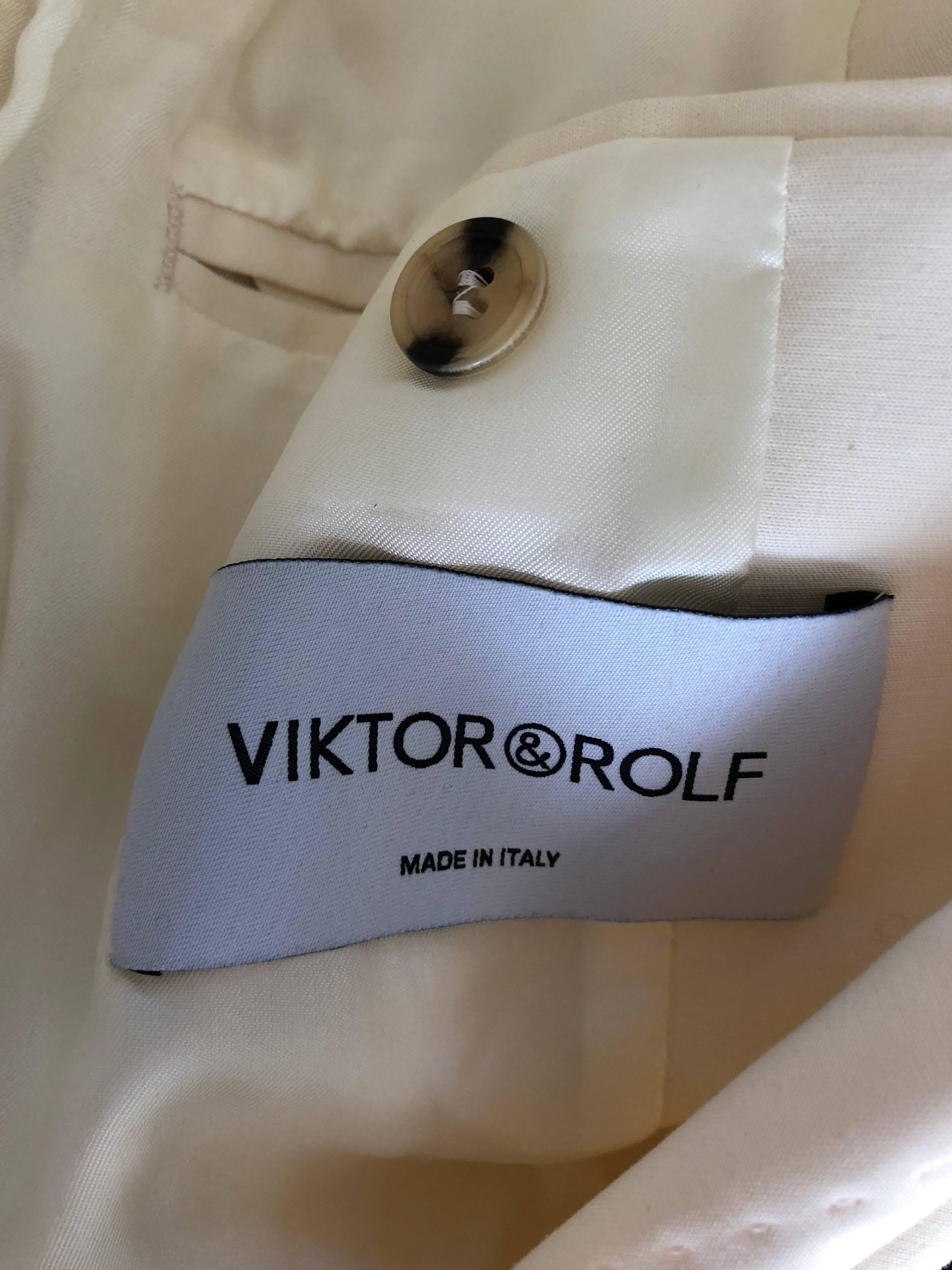 1990s Viktor & Rolf Brand New Ivory Off White Sz 44 10 Cotton 90s Blazer Jacket  For Sale 5