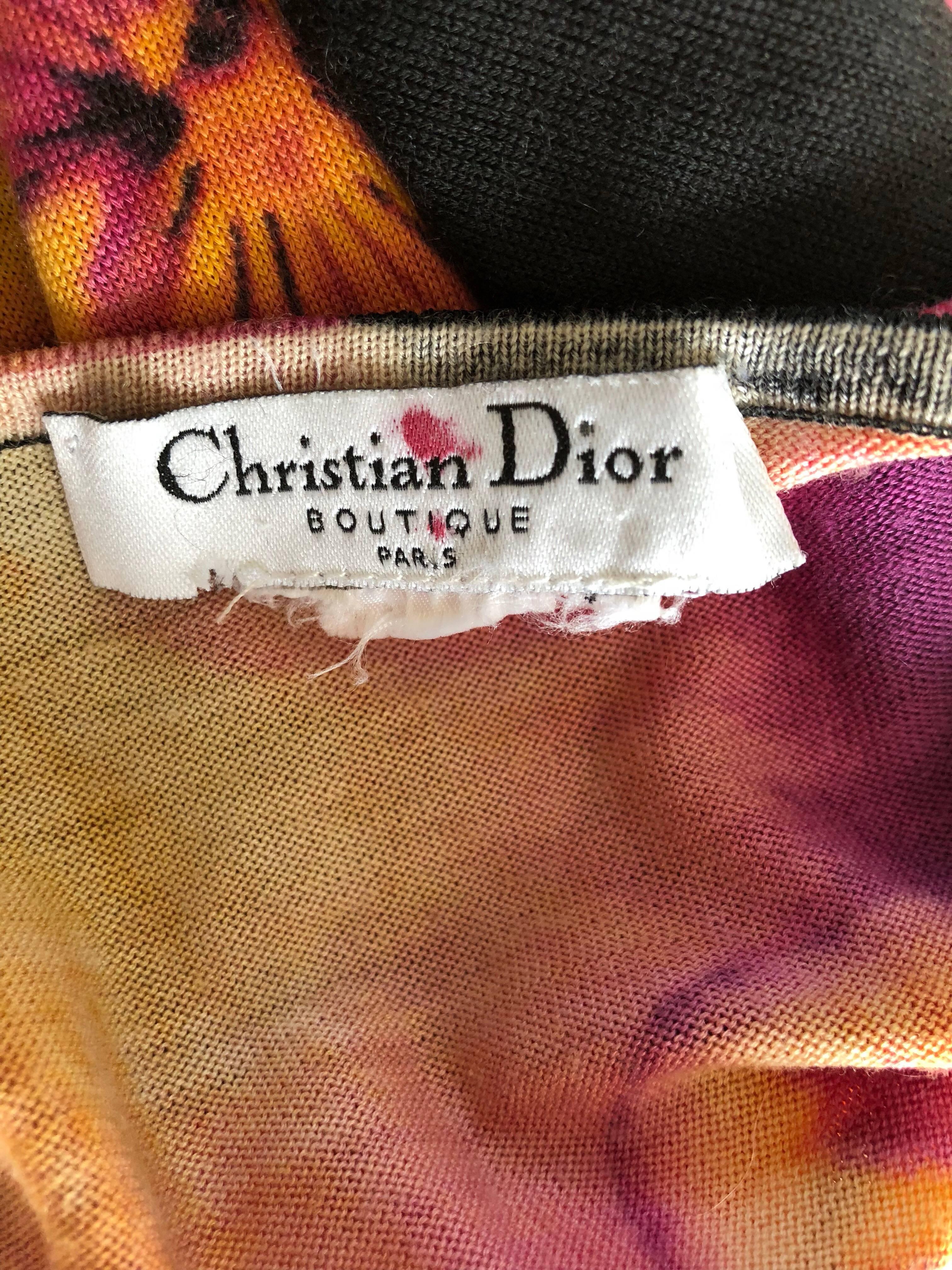 Rare Christian Dior by John Galliano Lips and Pansy Print Cotton Cardigan Top 5