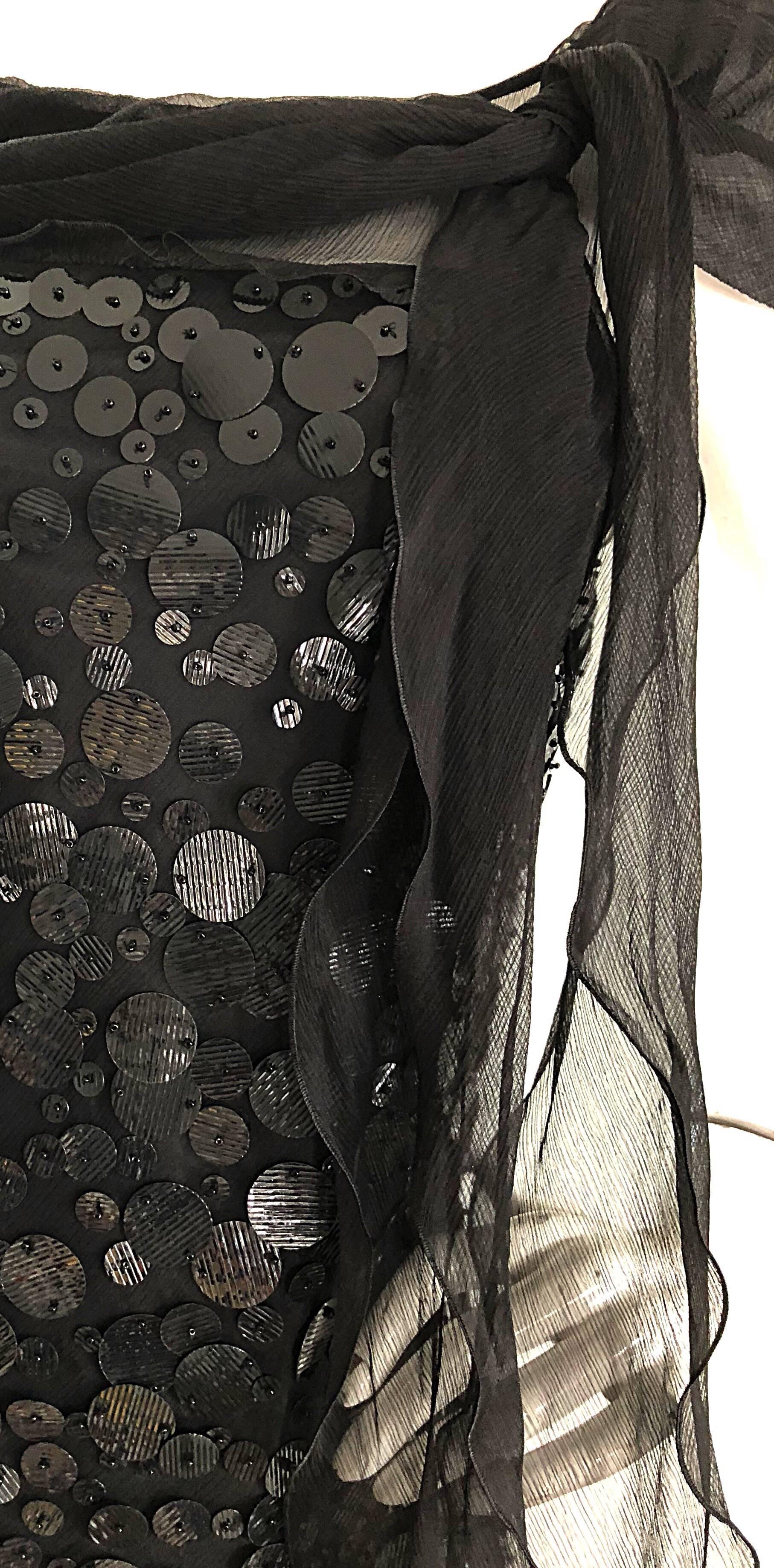 Moschino Cheap & Chic 1990er Schwarz Größe 6 Chiffon Pailletten Vintage Kleid im Zustand „Hervorragend“ im Angebot in San Diego, CA