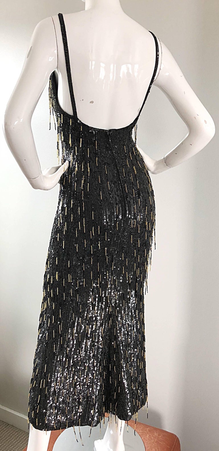 Fits Small 1990\u2019s Deco Inspired Avocado Drop Waist Dress w Sequins /& Ties Vintage  Made in India Gauze Party Girl Festival Ready Dress