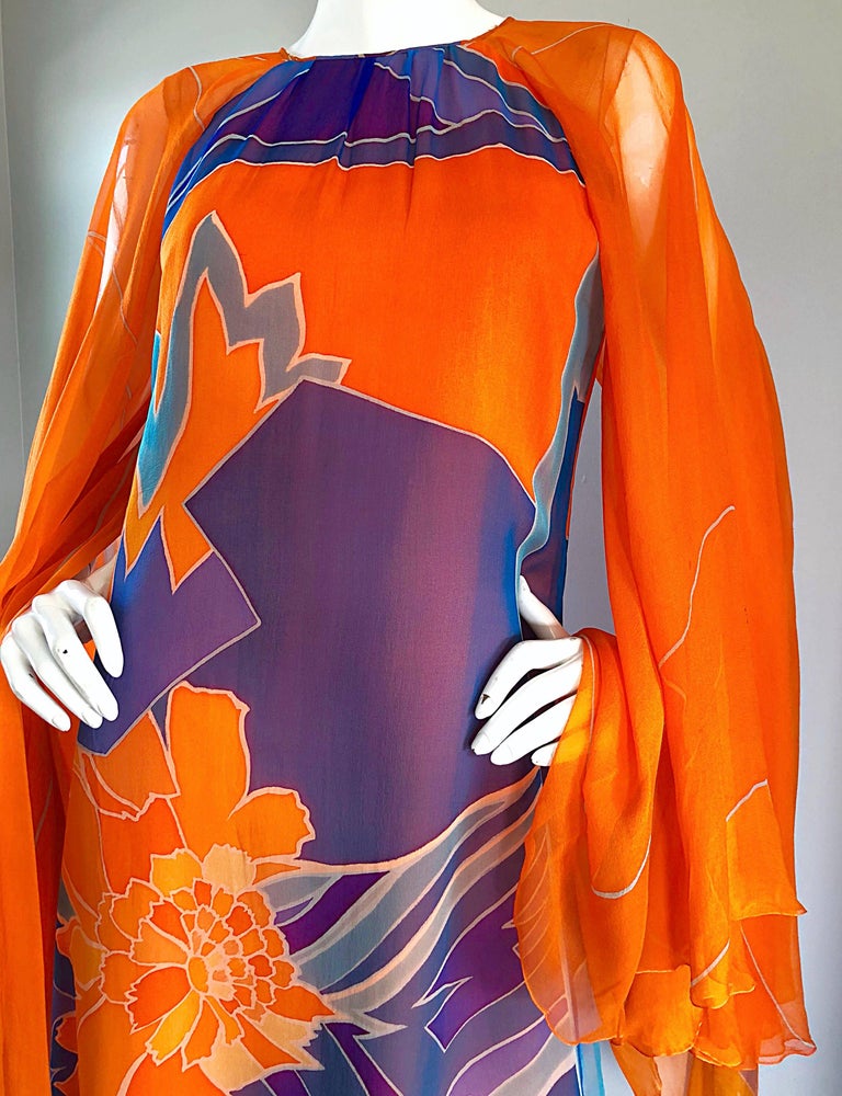 1970s Silk Chiffon Hanae Mori Maxi Dress main image 0