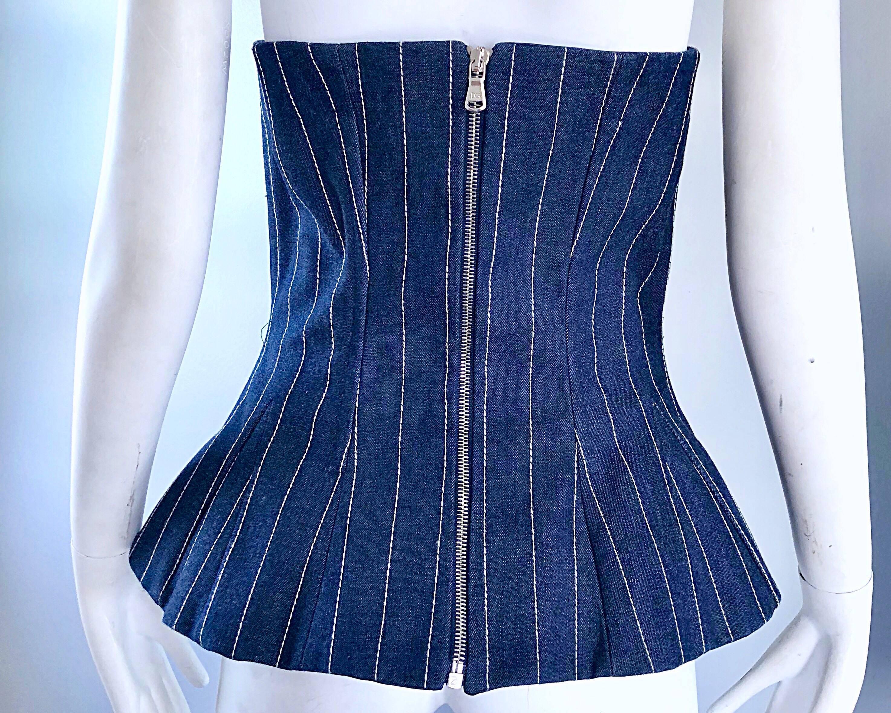 denim strapless corset top
