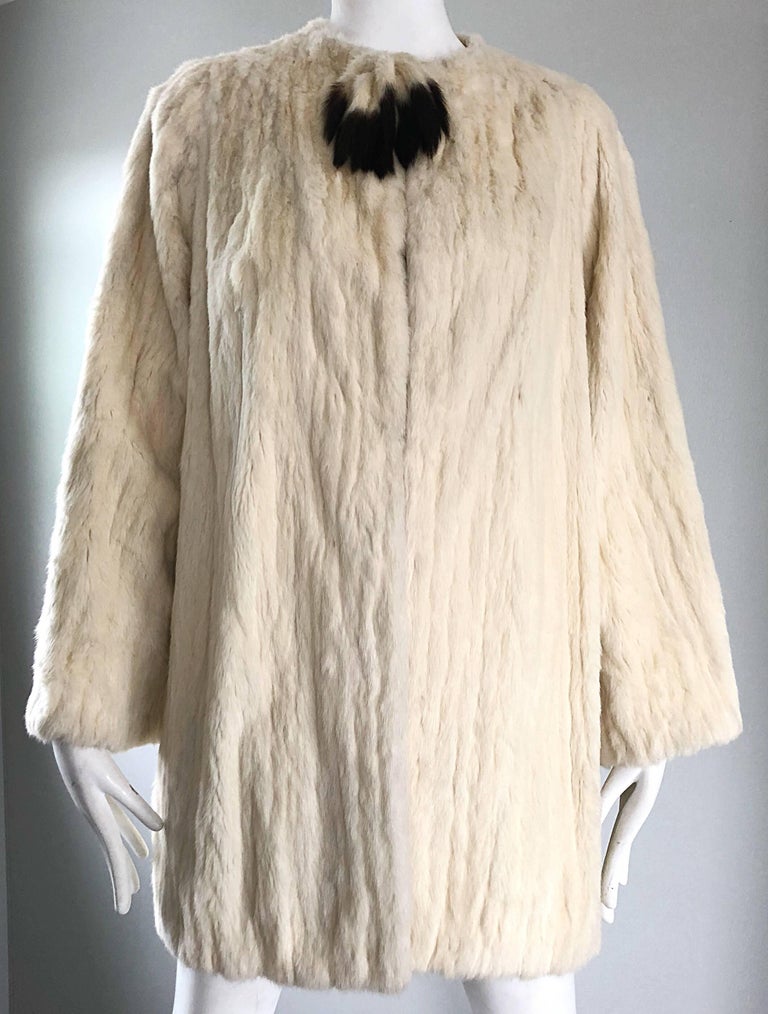 Rare 1930 Ermine Winter White Luxurious Fur Jacket Coat w/ Tail Collar