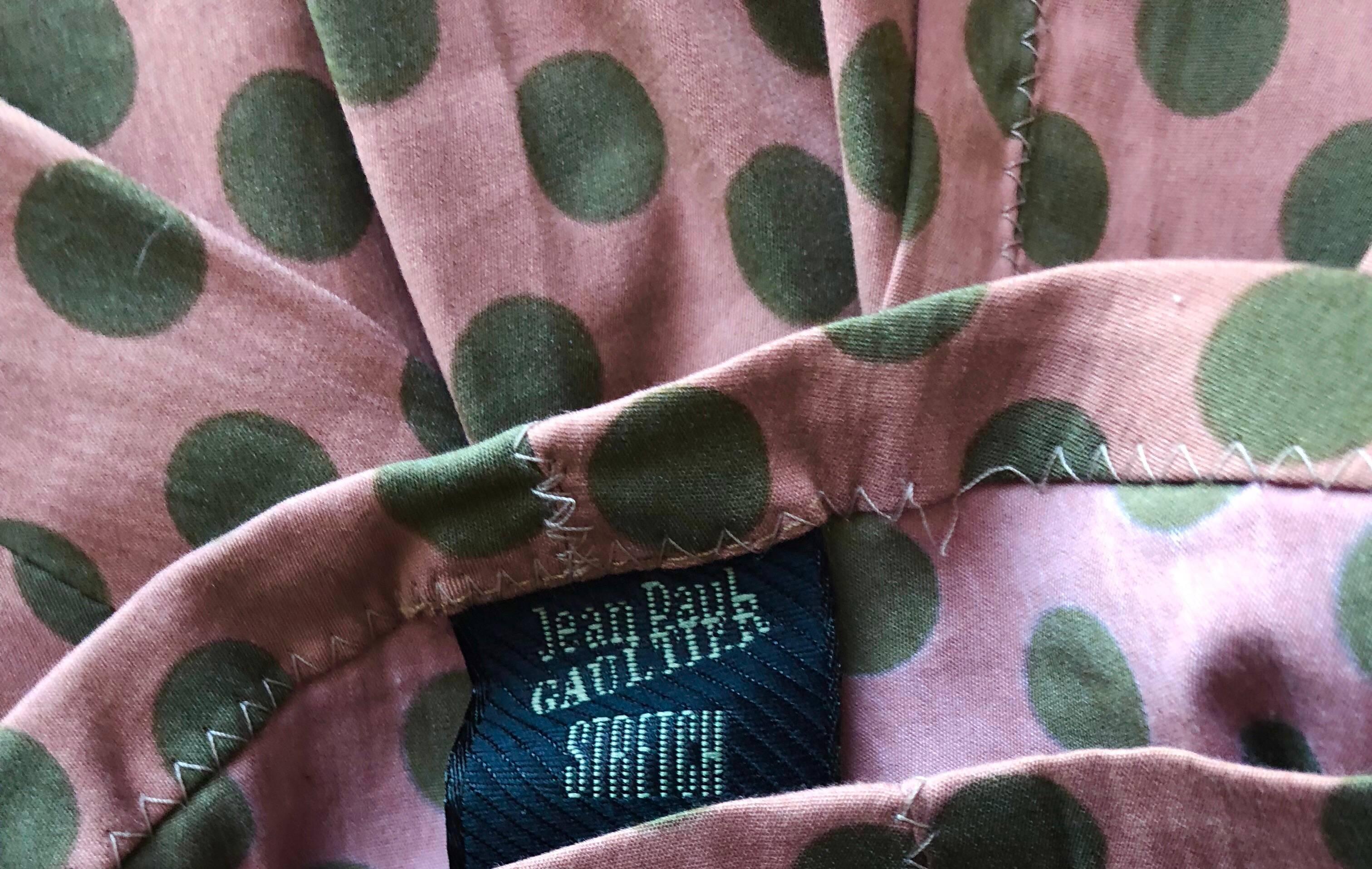 1990s Jean Paul Gaultier Salmon Pink Olive Green 90s Vintage Capri Pants Shorts 5