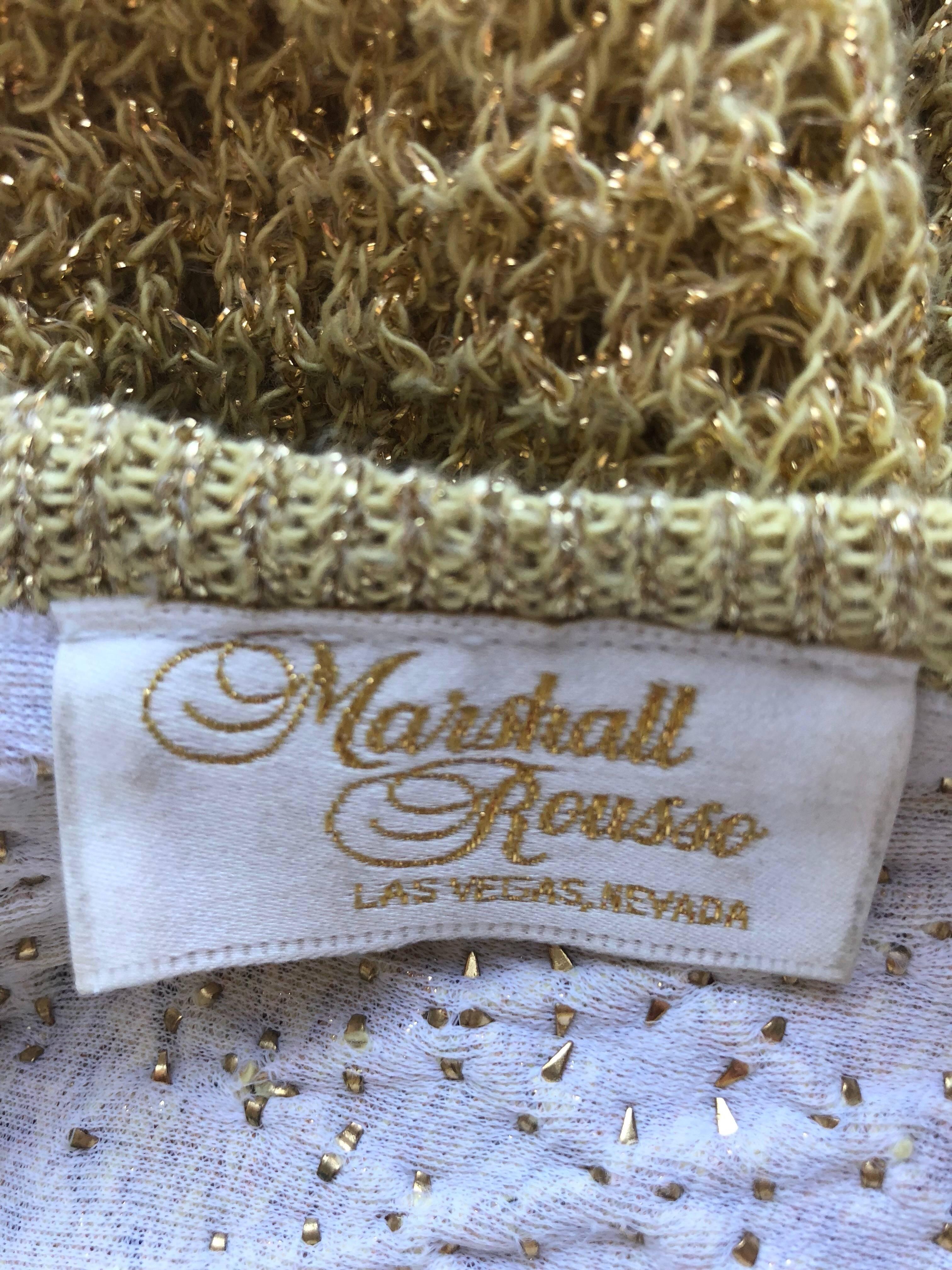 Marshall Rousso Vintage Gold Metallic Studded One Size Slouchy 1980s Sweater For Sale 2