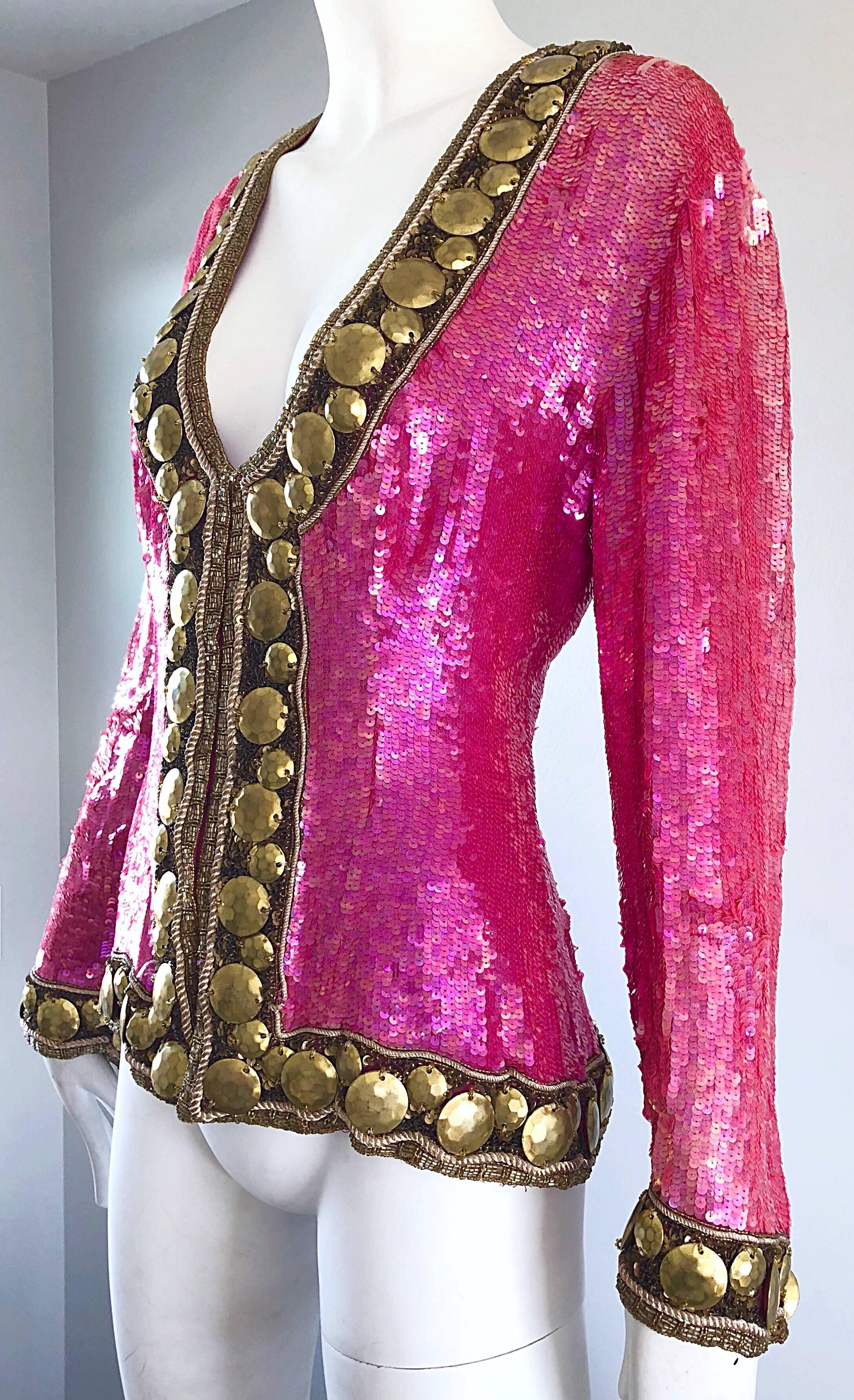 purple and gold sequin jacket