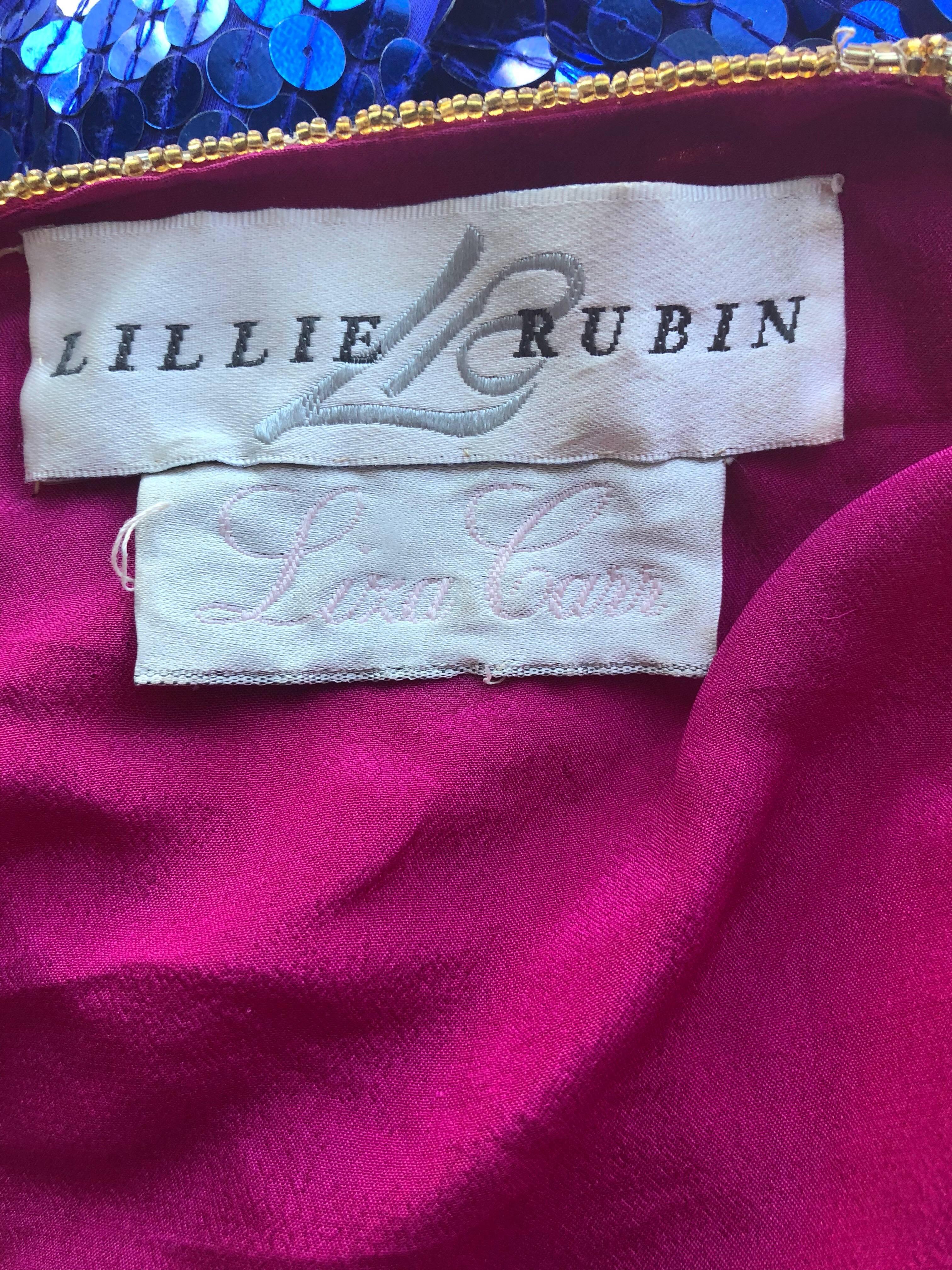 Liza Carr pour Lillie Rubin - Veste en soie perlée rose vif et or à paillettes, années 1990 en vente 5