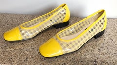 Size 8 Andre Assous 1960s Vintage Style Yellow and Clear Mod Flat  Shoes