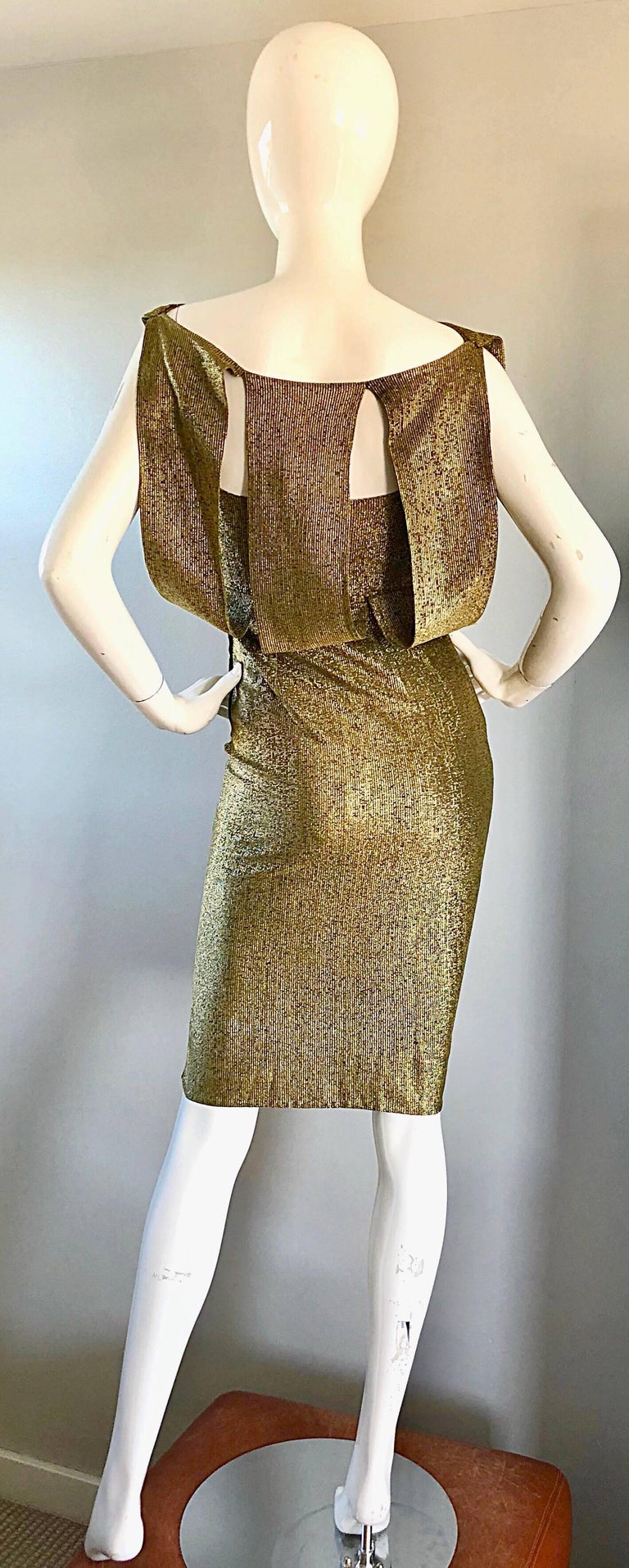 slim fit dress slacks Size 4 1950s Gold Cocktail Dress & Jacket main image 0