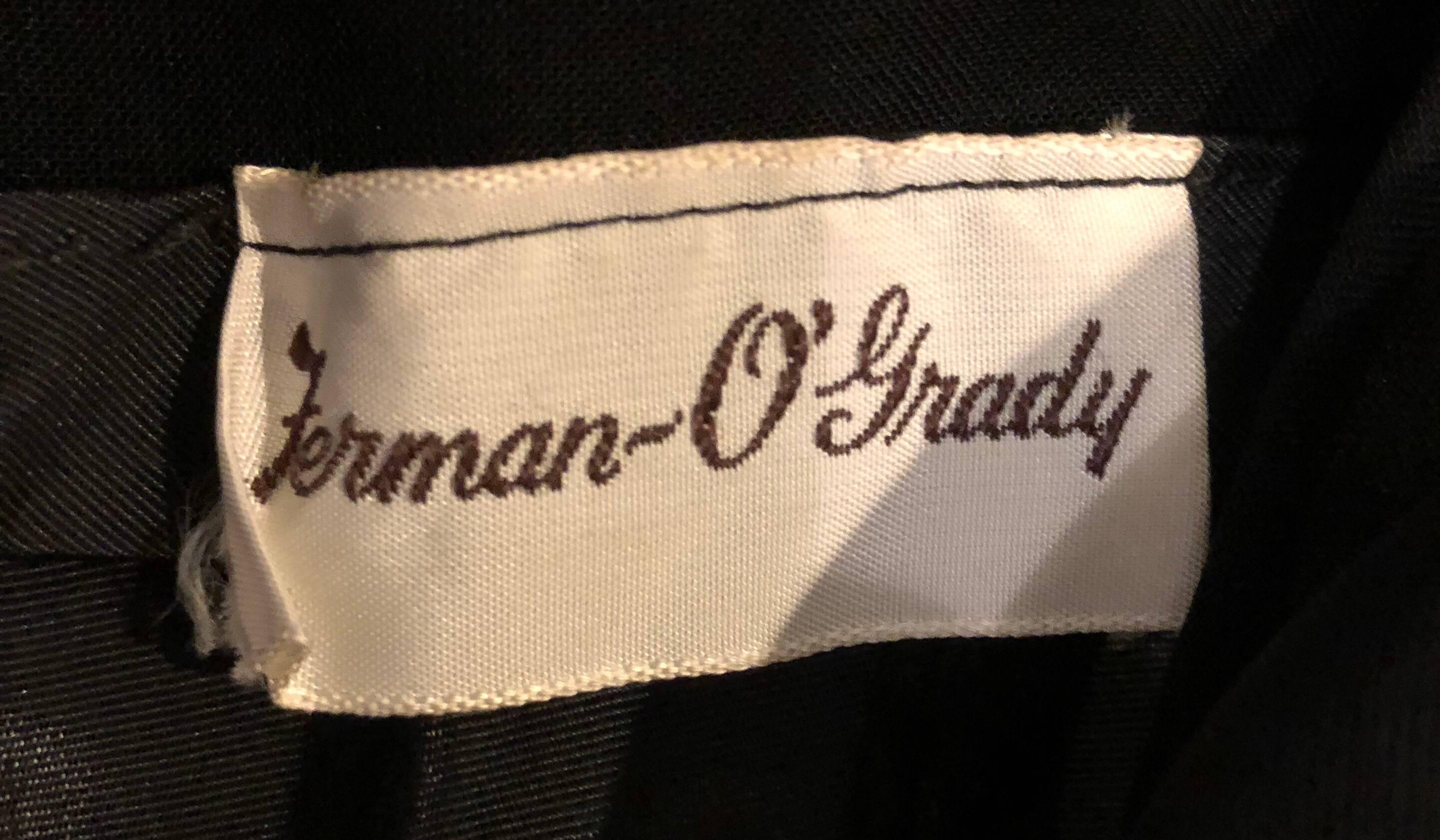 Ferman O'Grady 1950s Demi Couture Black Silk Chiffon Feather 50s Vintage Dress For Sale 3