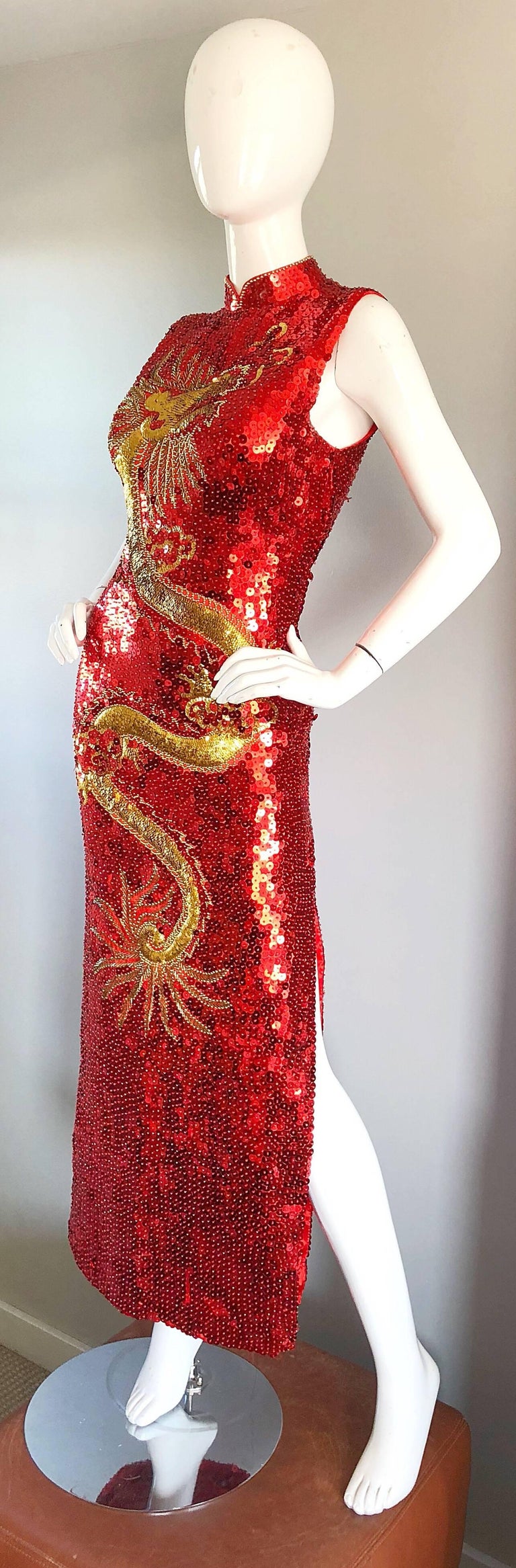 red and gold combination dress Red with gold Sequin V Back Dress KD498 – Tres Elegant