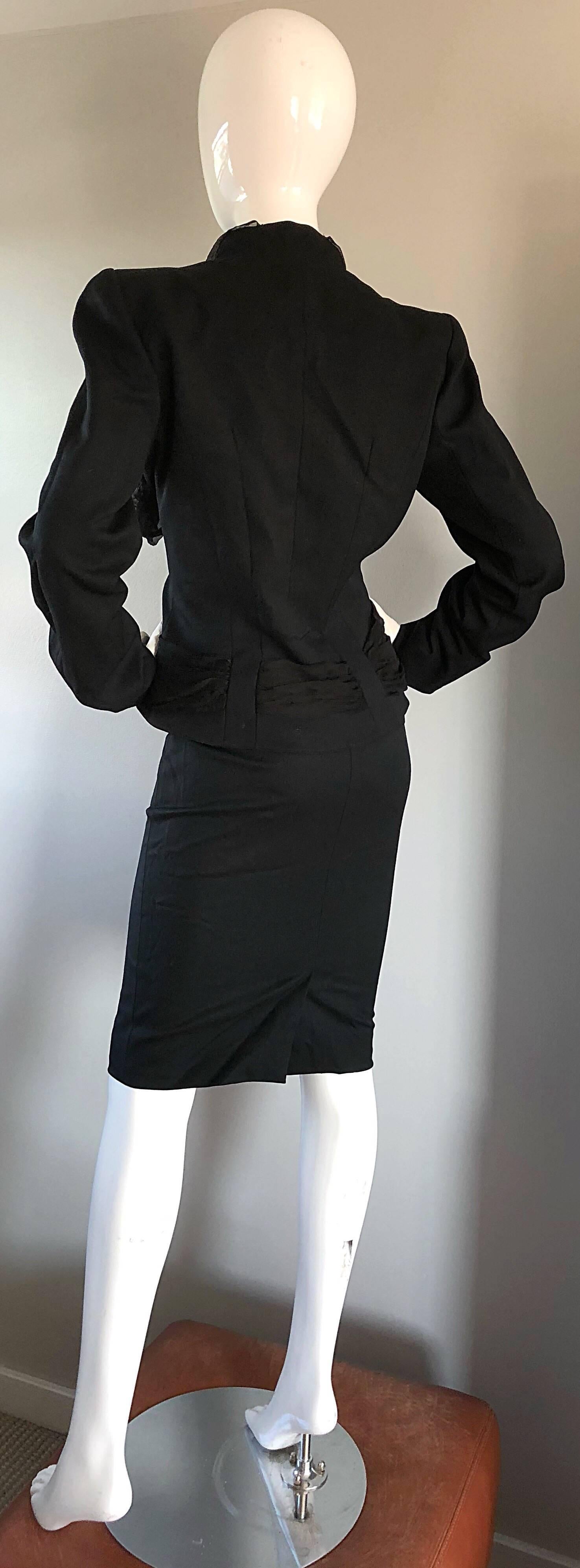 John Galliano Early 2000s Black Size 8 / 10 1940s Style Jacket Skirt Suit 4