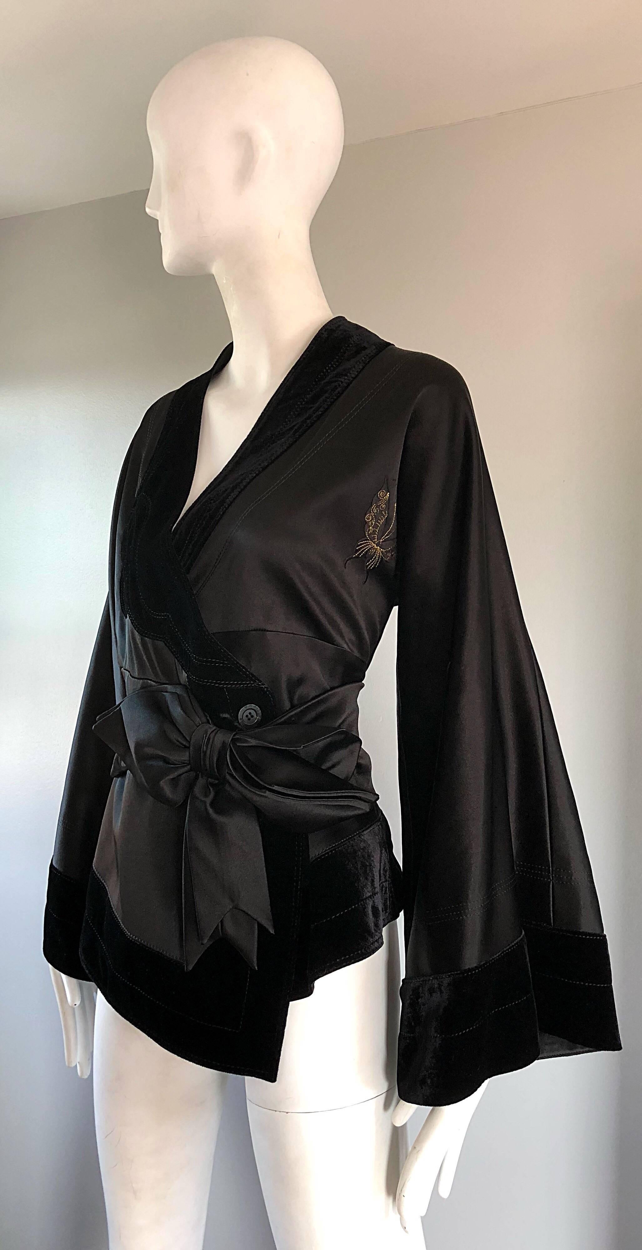black silk kimono jacket