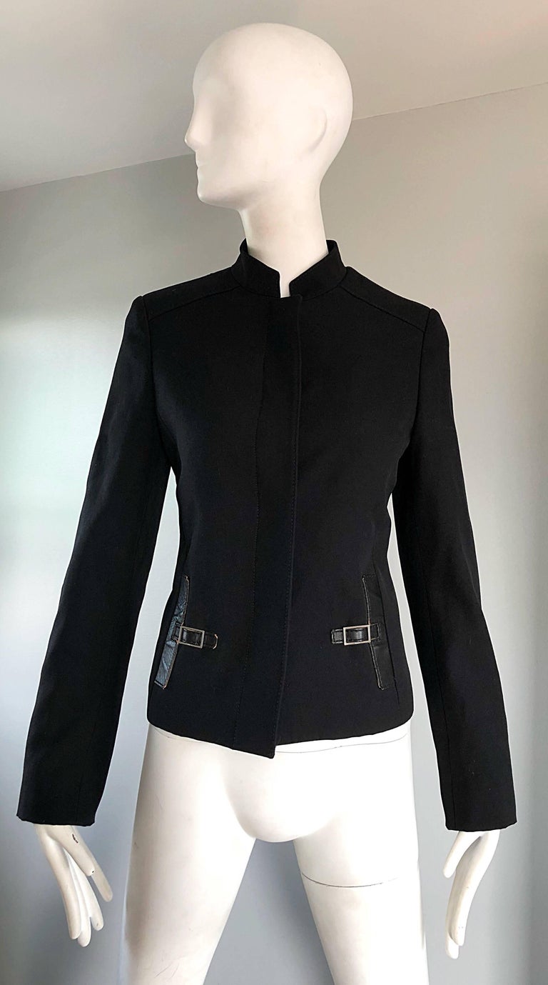 Tom Ford for Gucci Black Rayon + Leather 1990s Size 40 Vintage 90s Moto ...