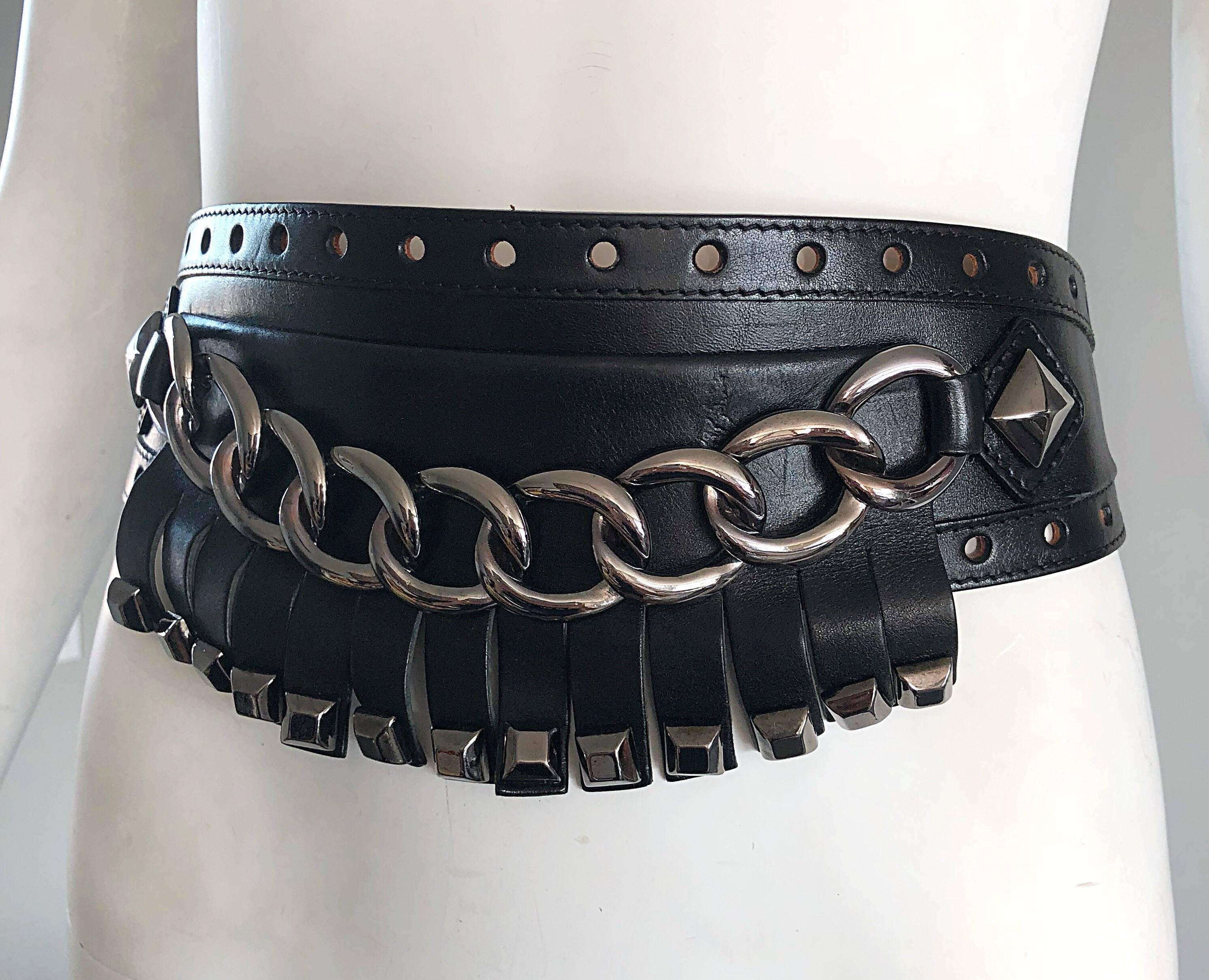 michael kors wide leather belt