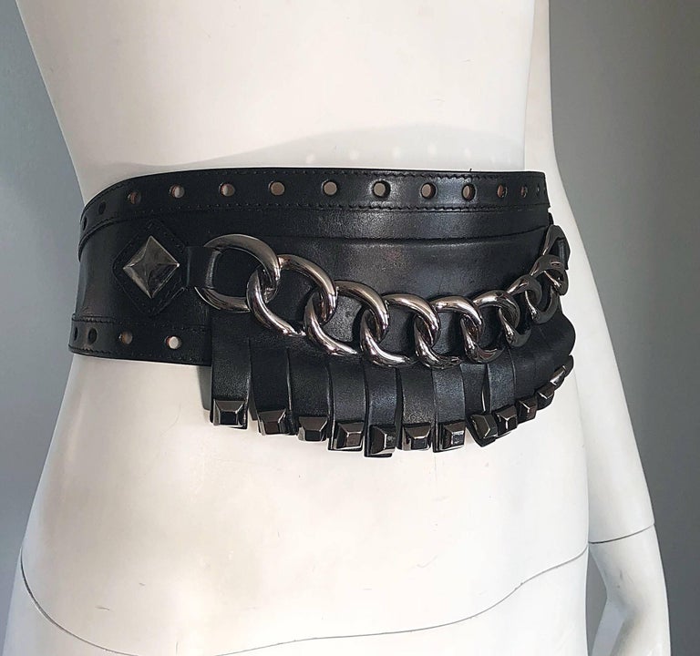 2000s Michael Kors Collection Black Gunmetal Chain Link Wide  display picture 2