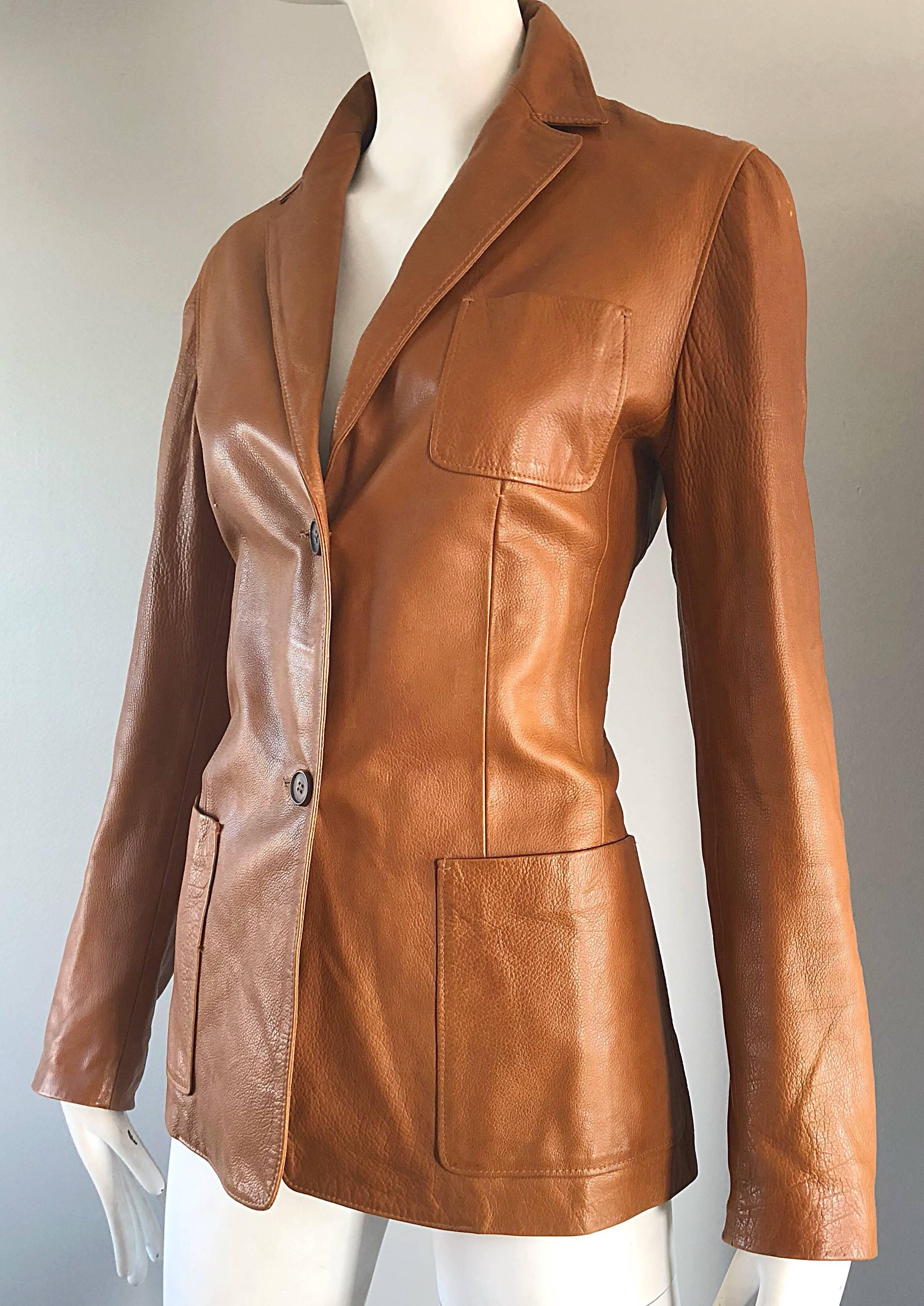 vintage brown leather blazer