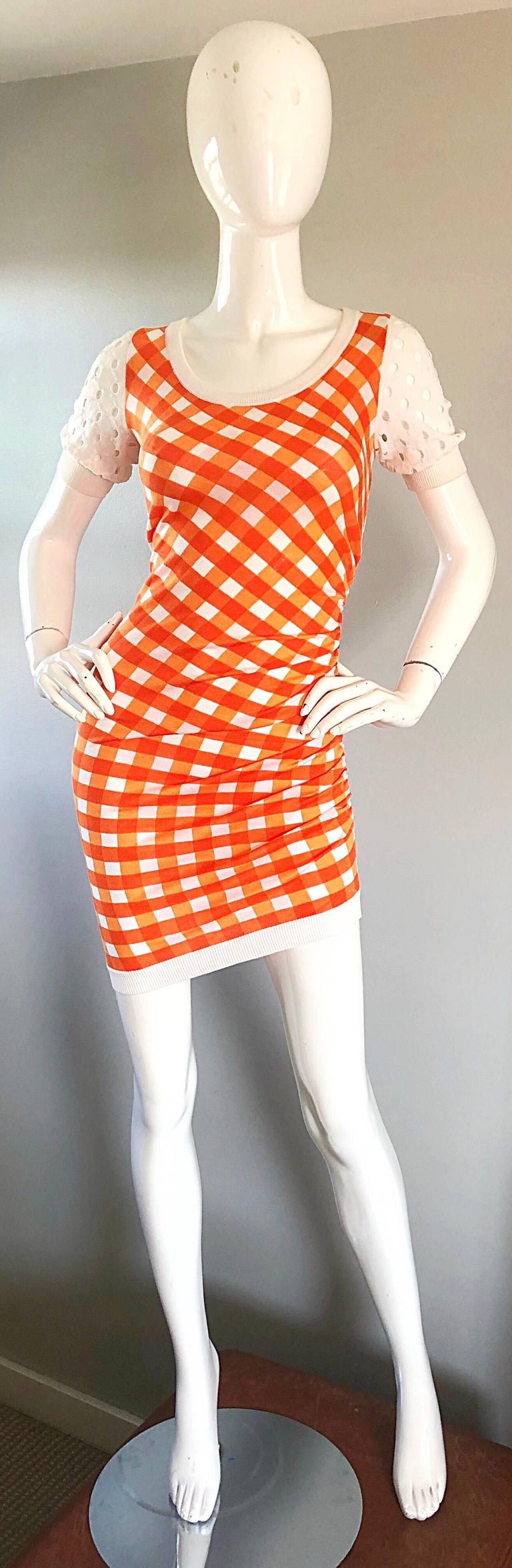 MOSCHINO 1990s gingham, rickrack and tweed dress