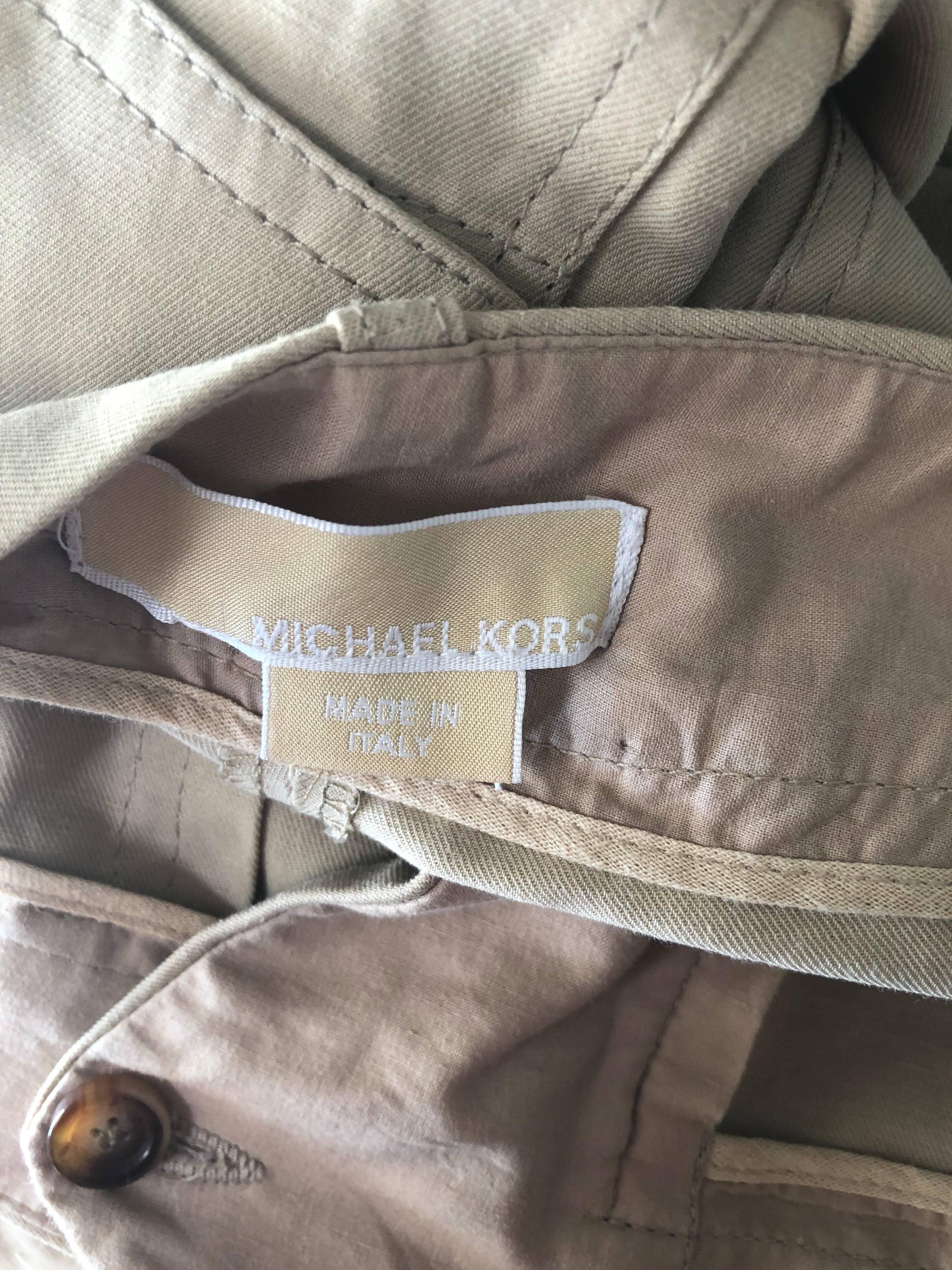 Michael Kors Collection 1990s Khaki Jodhpur Safari Style Cargo Capri Pants  5