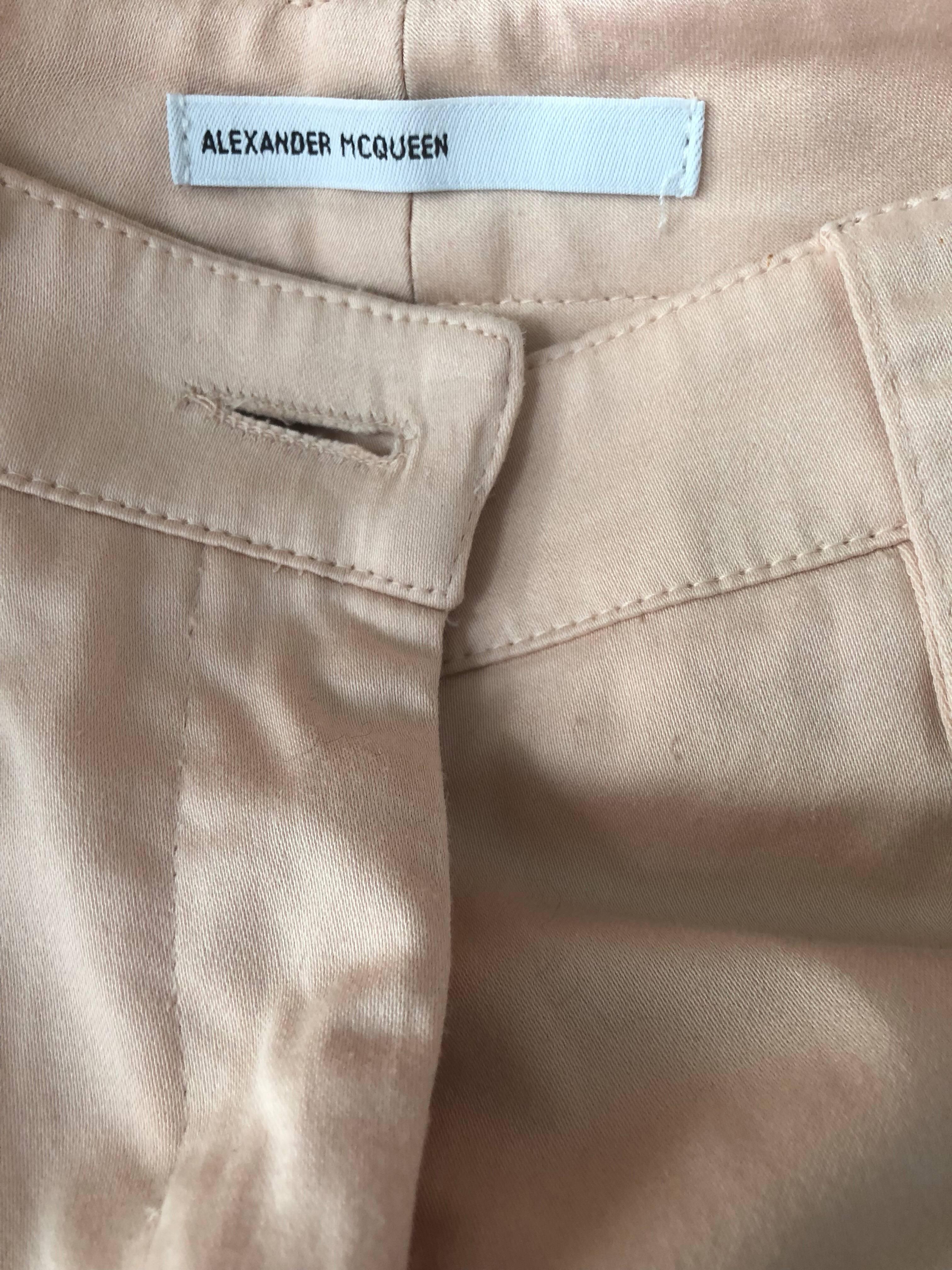 1990s Alexander McQueen Light Pink Rhinestone Studded Rare Capri Pants Shorts 5