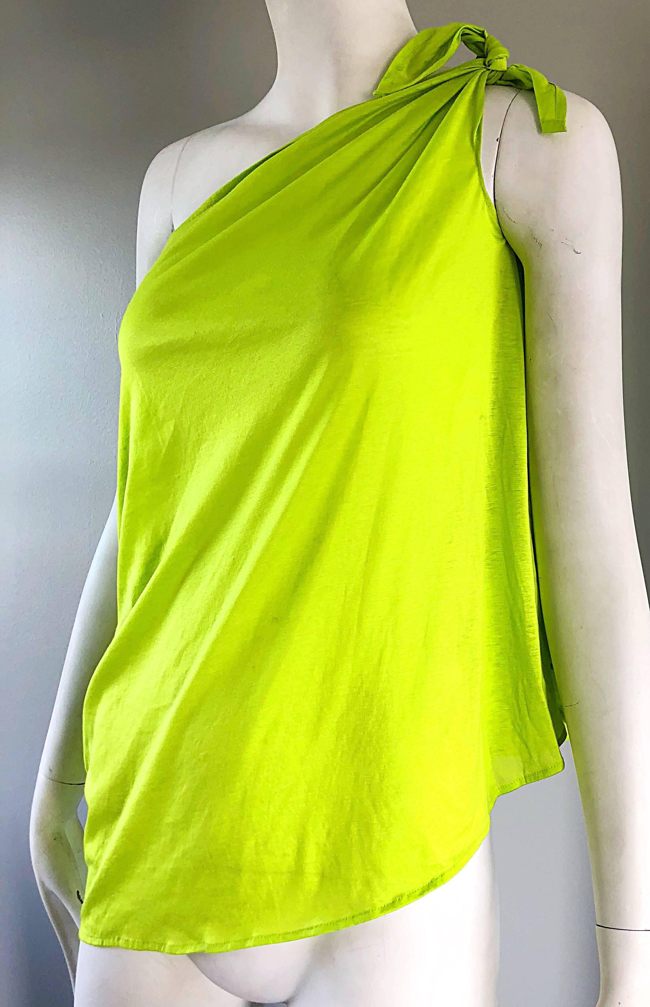 lime green one shoulder top