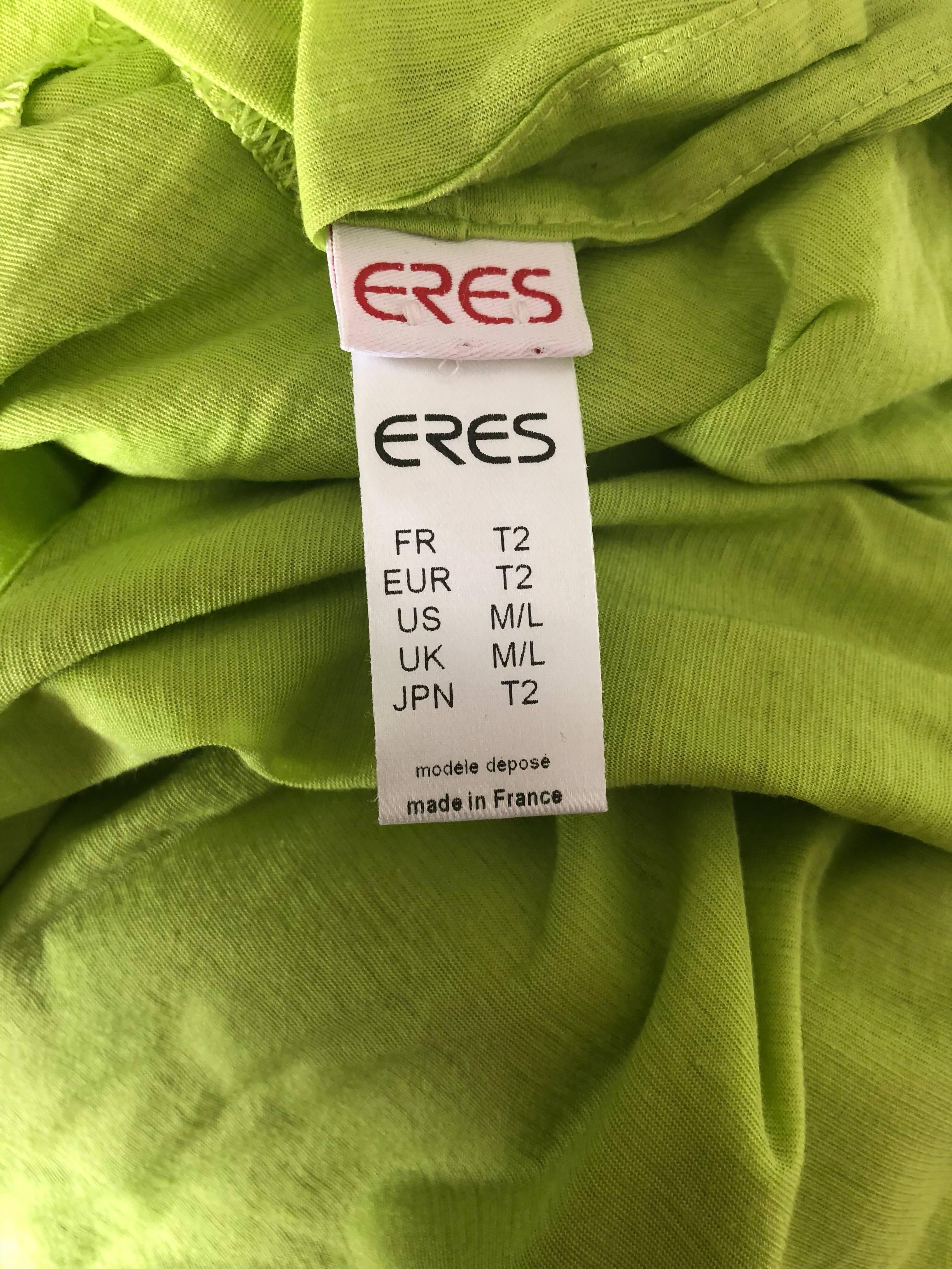 Eres Large Size French Lime Green Cotton One Shoulder Cotton Blouse Top, 1990  For Sale 3
