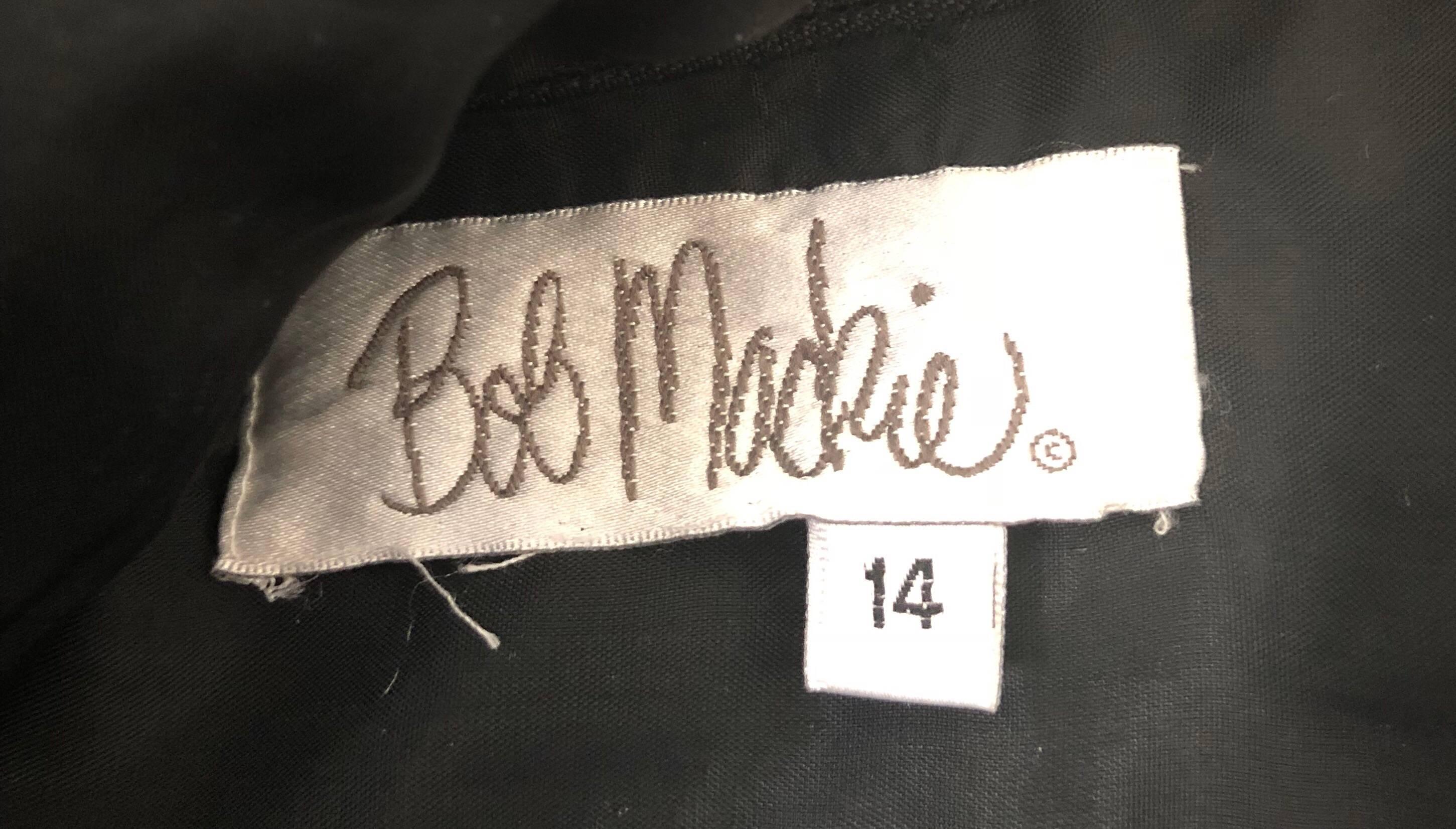 Bob Mackie - Robe vintage noire et chaire avec épaules dénudées en crêpe de dentelle, taille 12, années 1990 en vente 5