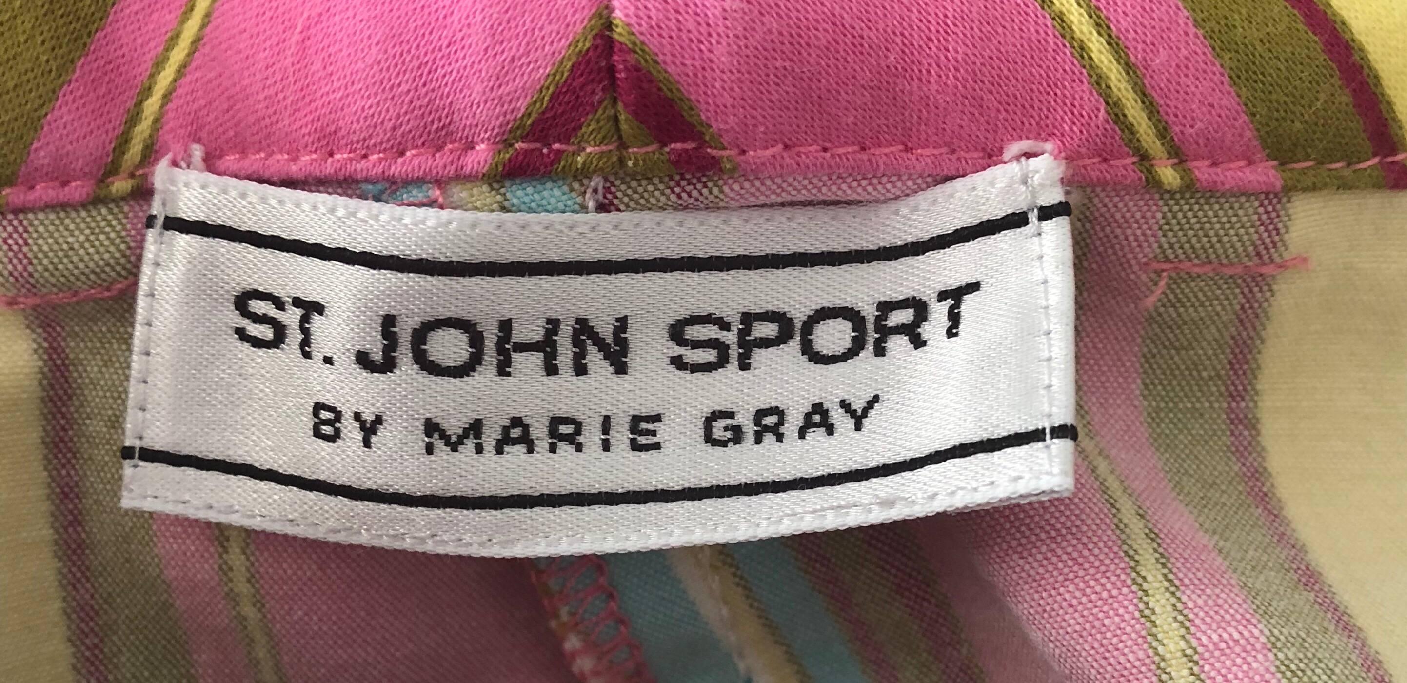 St John Marie Gray Vintage Candy Stripe Size 2 / 4 Boot Cut High Waist Pants 5