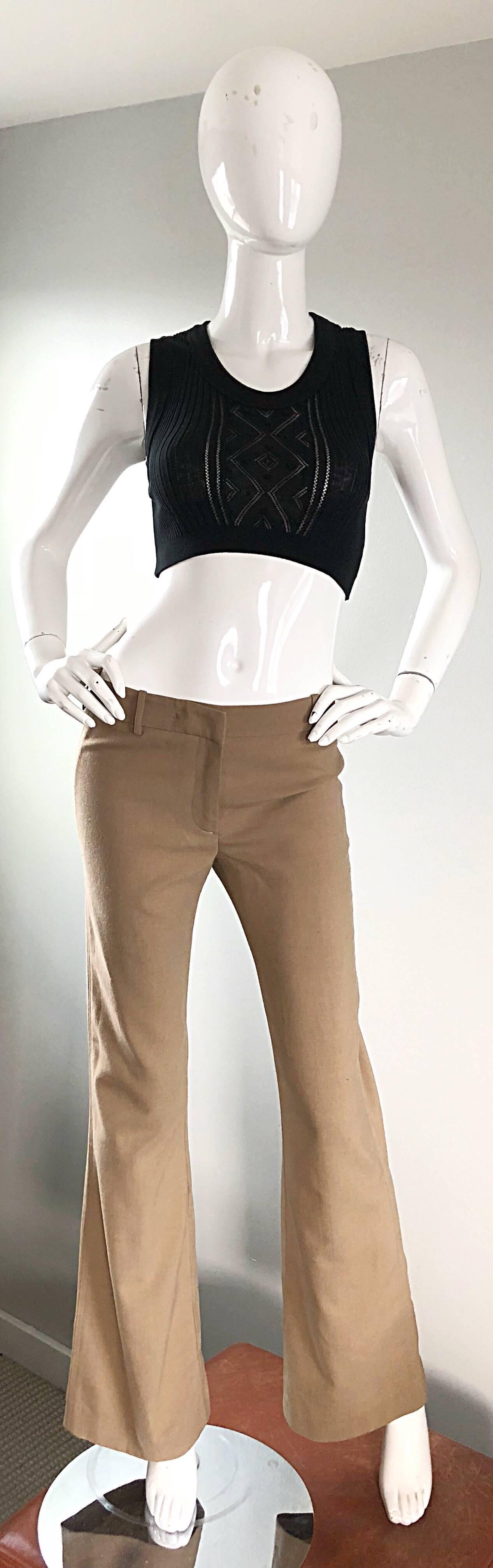 Super chic late 90s KATAYONE ADELI low rise wide flare leg virgin wool trousers! In the late 1990s and early 2000s Adeli was known for her superb fitting trousers. Barney's and Bergdorf Goodman could not keep them in stock, as the demand was so