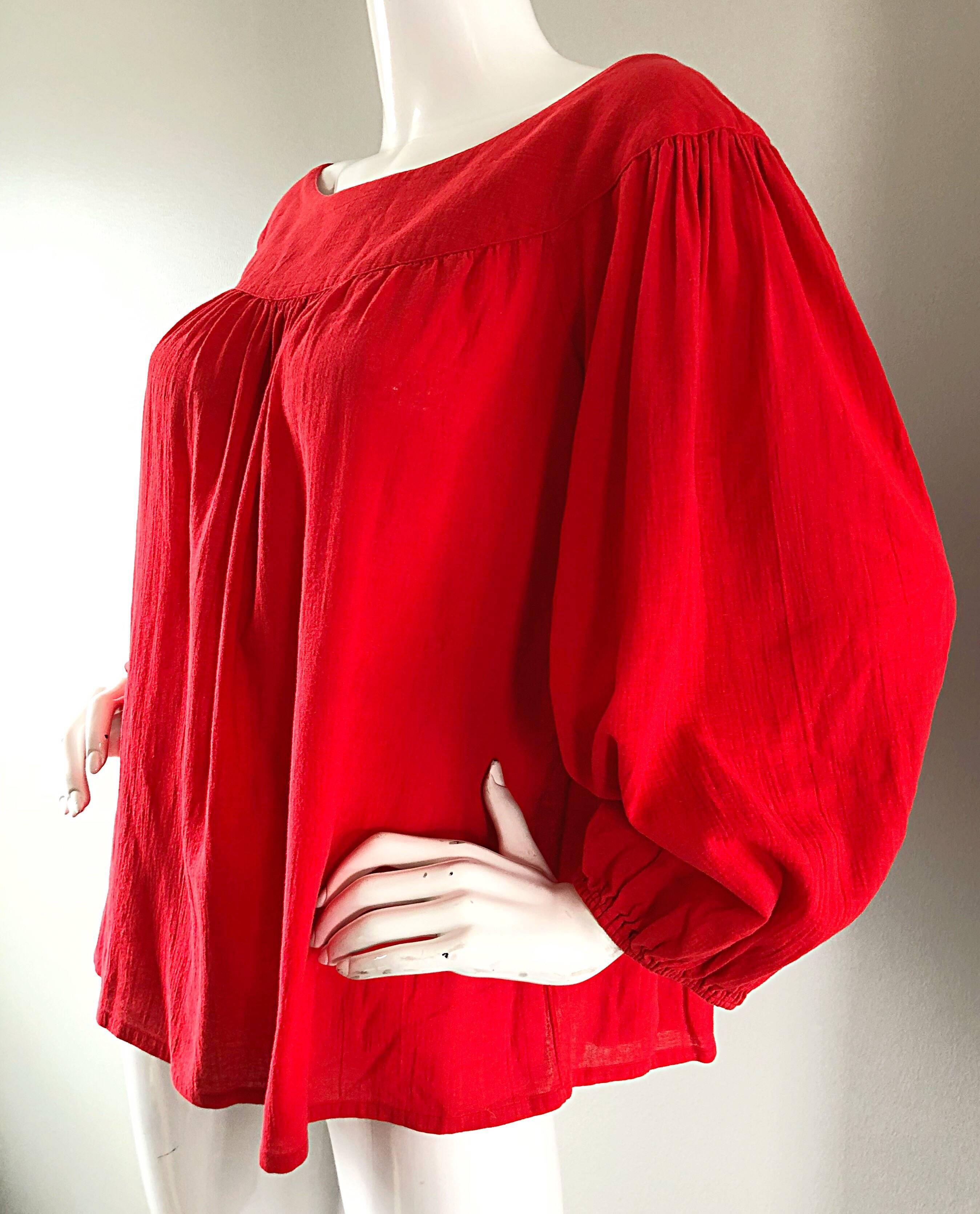 red peasant blouse