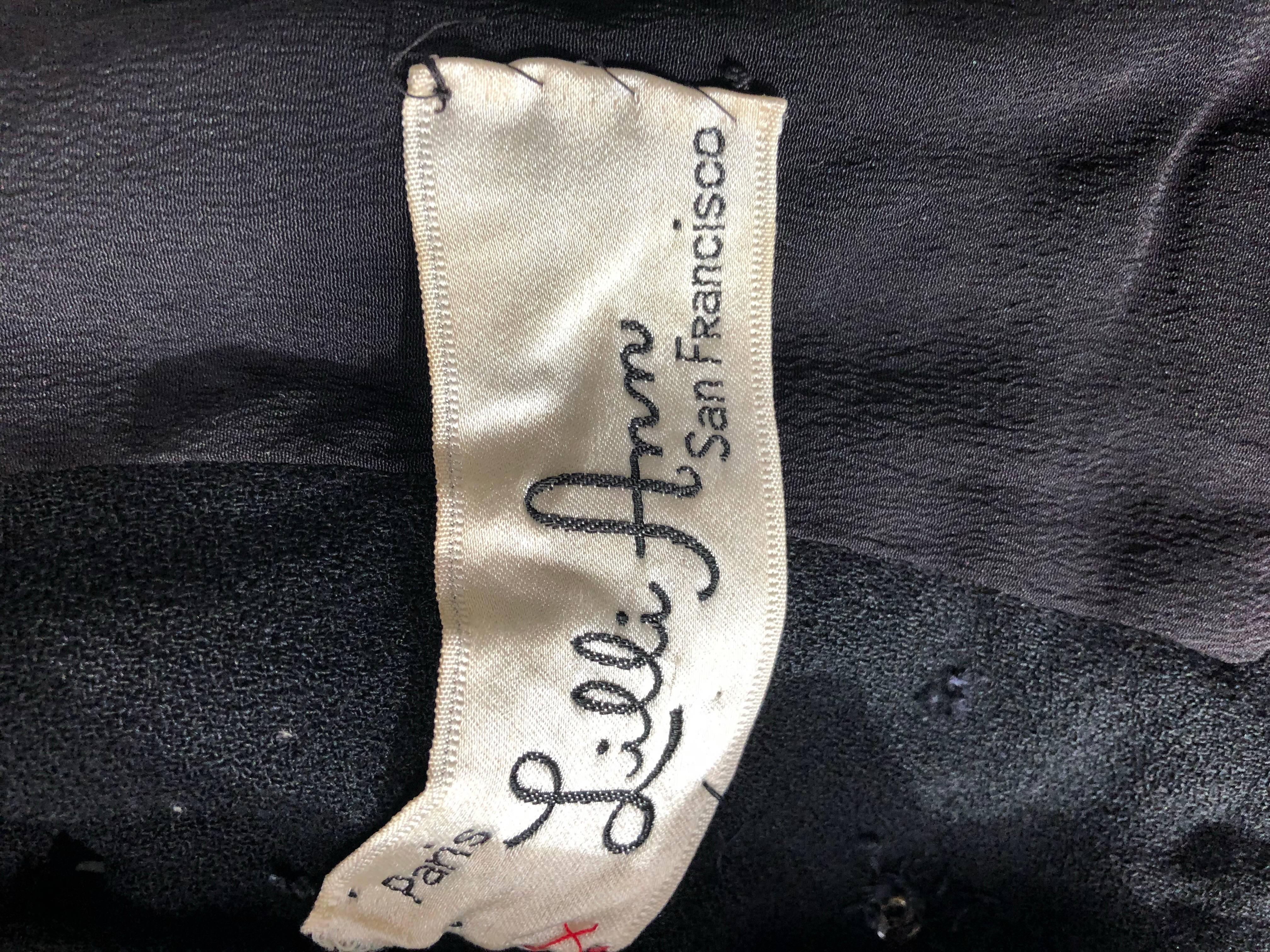 1940er Lilli Ann Wunderschöner schwarzer Wollmantel + Pailletten Dramatischer Vintage 40er Jahre Jacke Mantel im Angebot 5