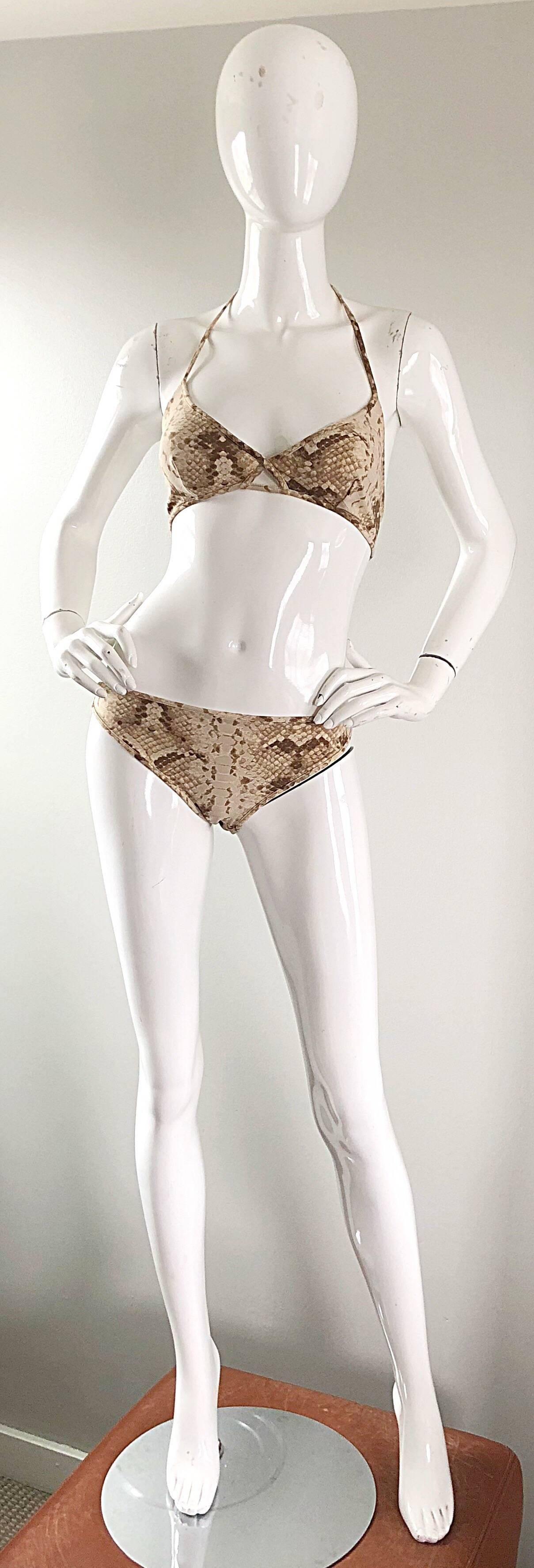 Tom Ford for Yves Saint Laurent Snake Skin Print Two Piece Bikini Swimsuit 1
