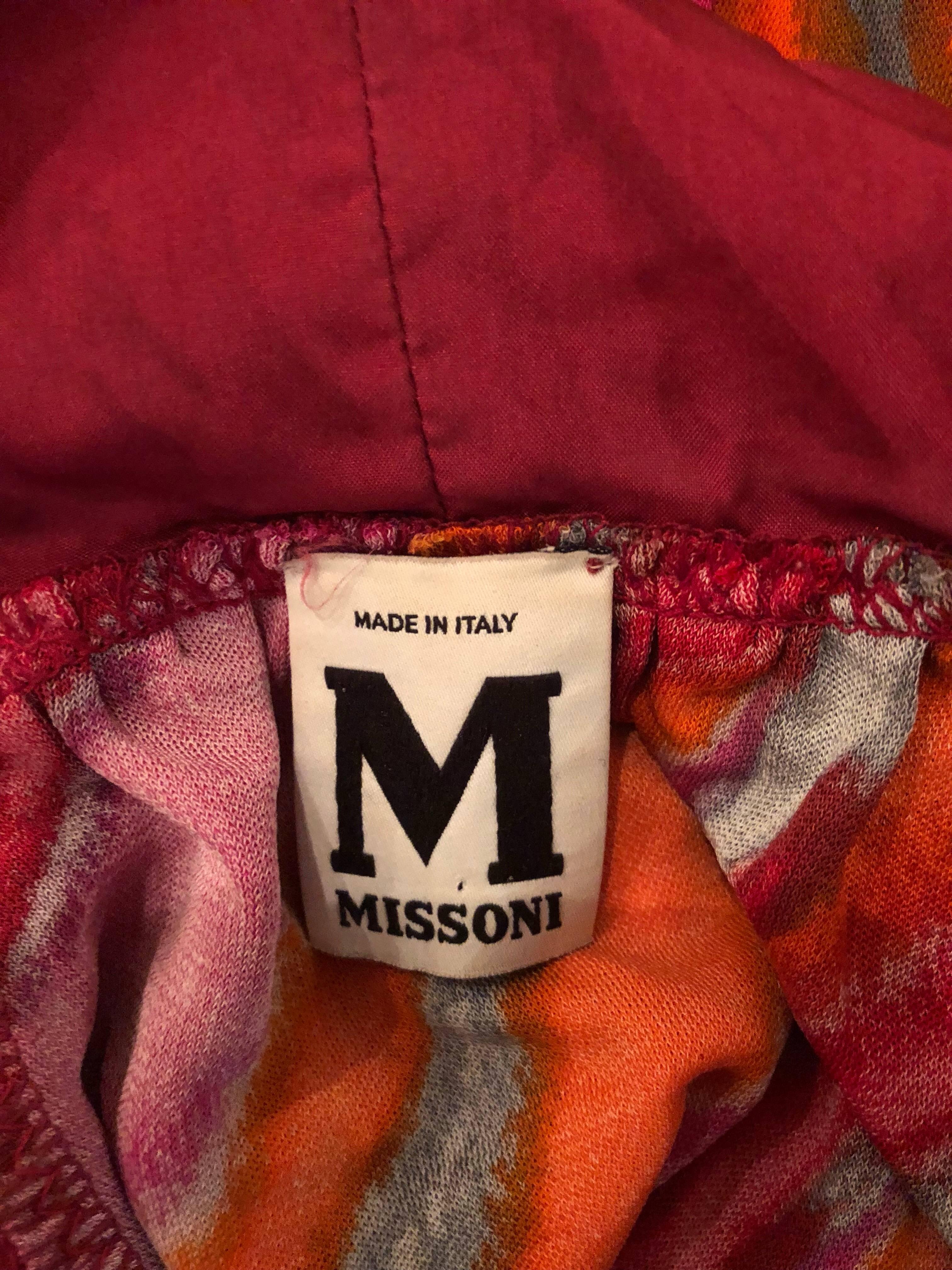 Missoni 1990s Hot Pink + Neon Orange + Gray Silk Jersey Vintage Trapeze Dress 5