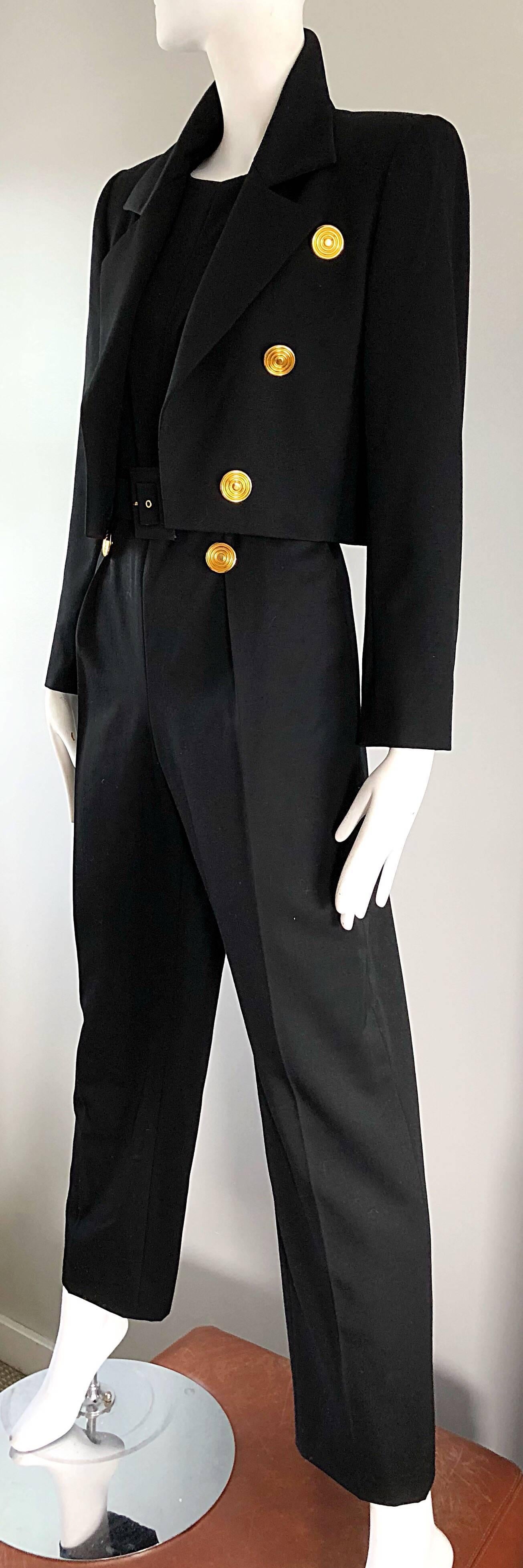 Alexander McQueen for Givenchy Couture Vintage Black Jumpsuit + Cropped Jacket  In Excellent Condition In San Diego, CA