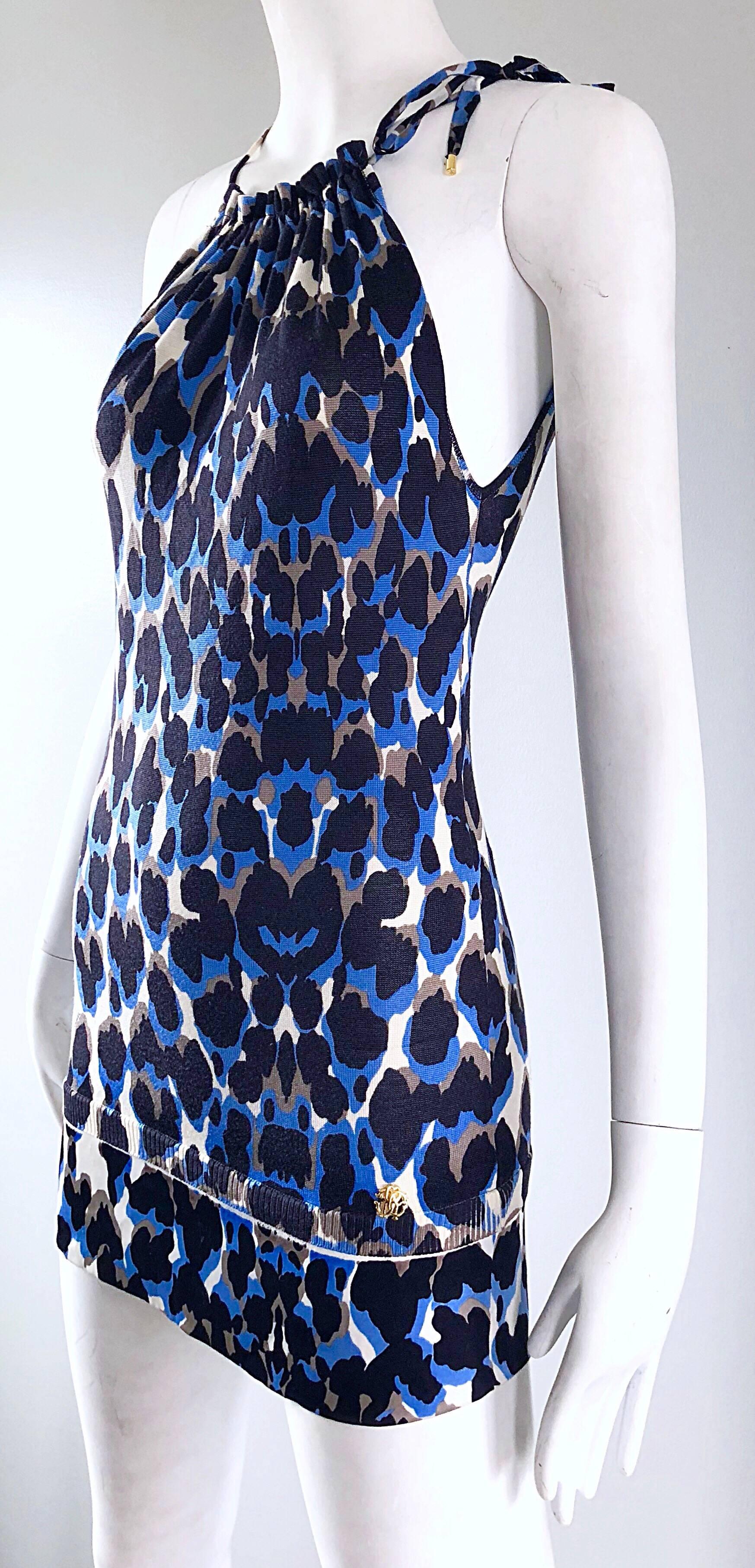blue leopard dress