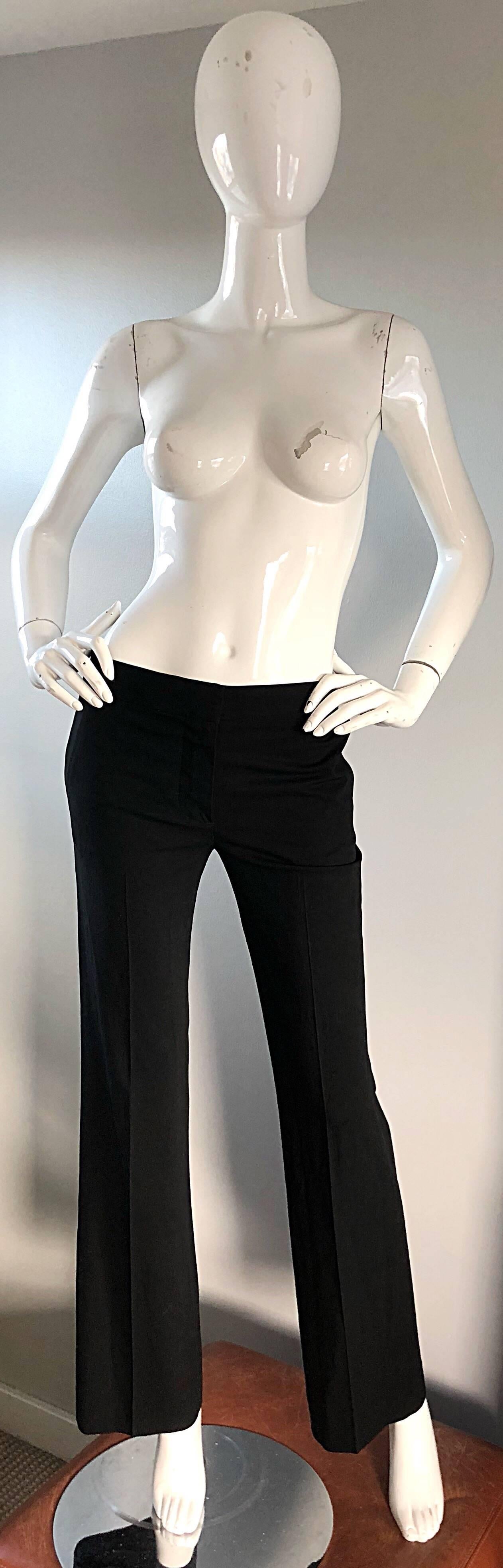 Karl Lagerfeld für Chloe 1990er Jahre Schwarze ausgestellte Seidenhose mit ausgestelltem Bein Low Rise 90er Jahre im Angebot 4