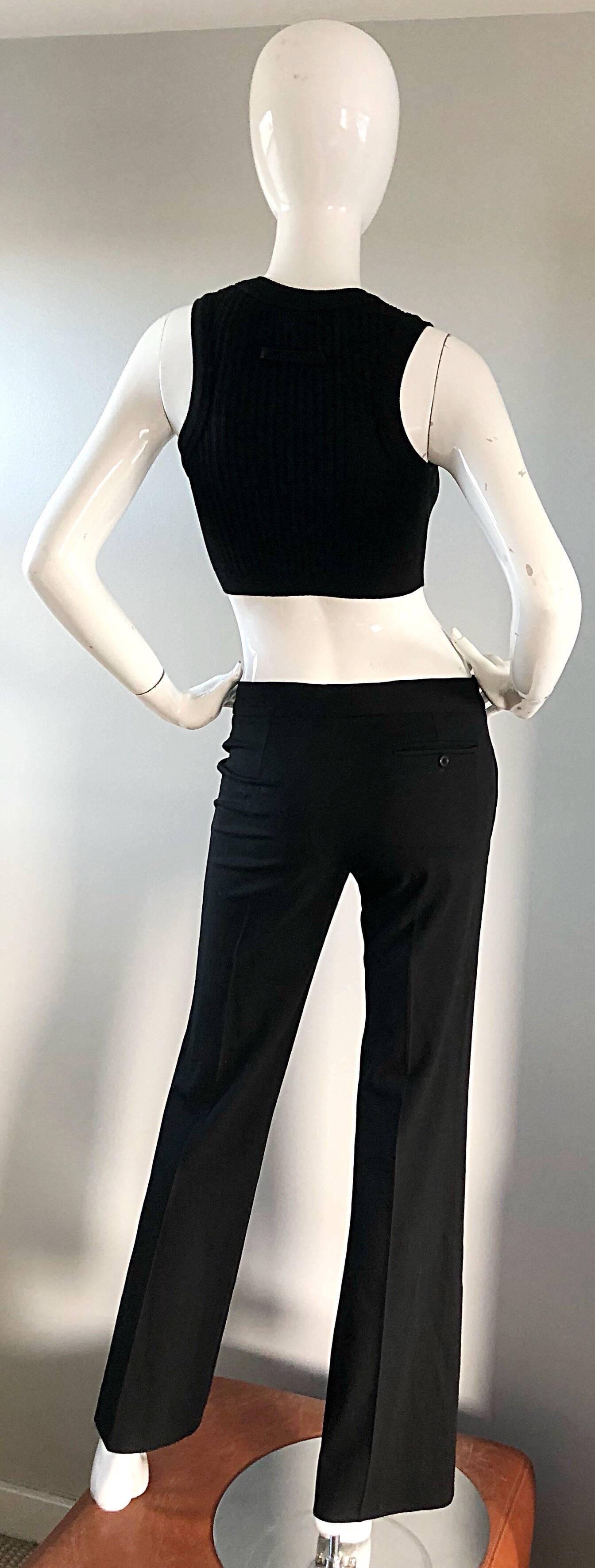 Karl Lagerfeld für Chloe 1990er Jahre Schwarze ausgestellte Seidenhose mit ausgestelltem Bein Low Rise 90er Jahre im Angebot 3