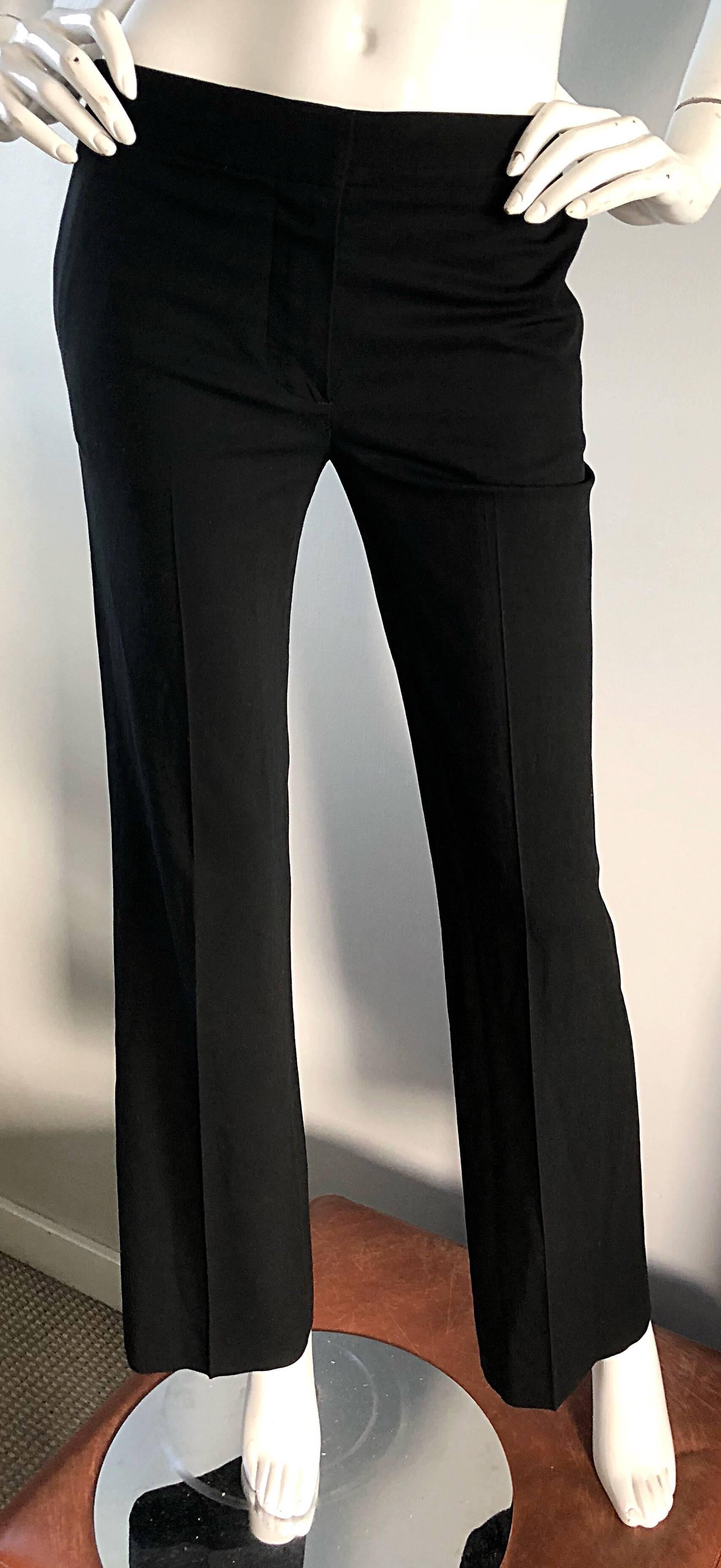 Karl Lagerfeld für Chloe 1990er Jahre Schwarze ausgestellte Seidenhose mit ausgestelltem Bein Low Rise 90er Jahre im Angebot 5