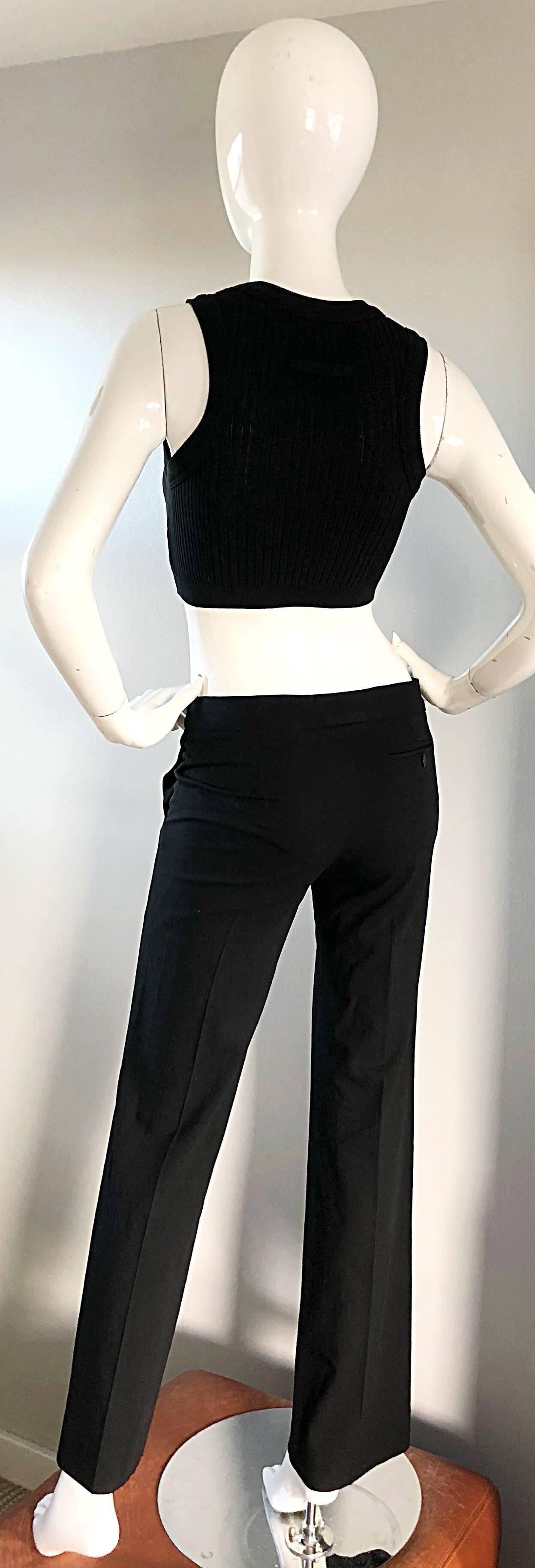 Karl Lagerfeld für Chloe 1990er Jahre Schwarze ausgestellte Seidenhose mit ausgestelltem Bein Low Rise 90er Jahre im Angebot 7