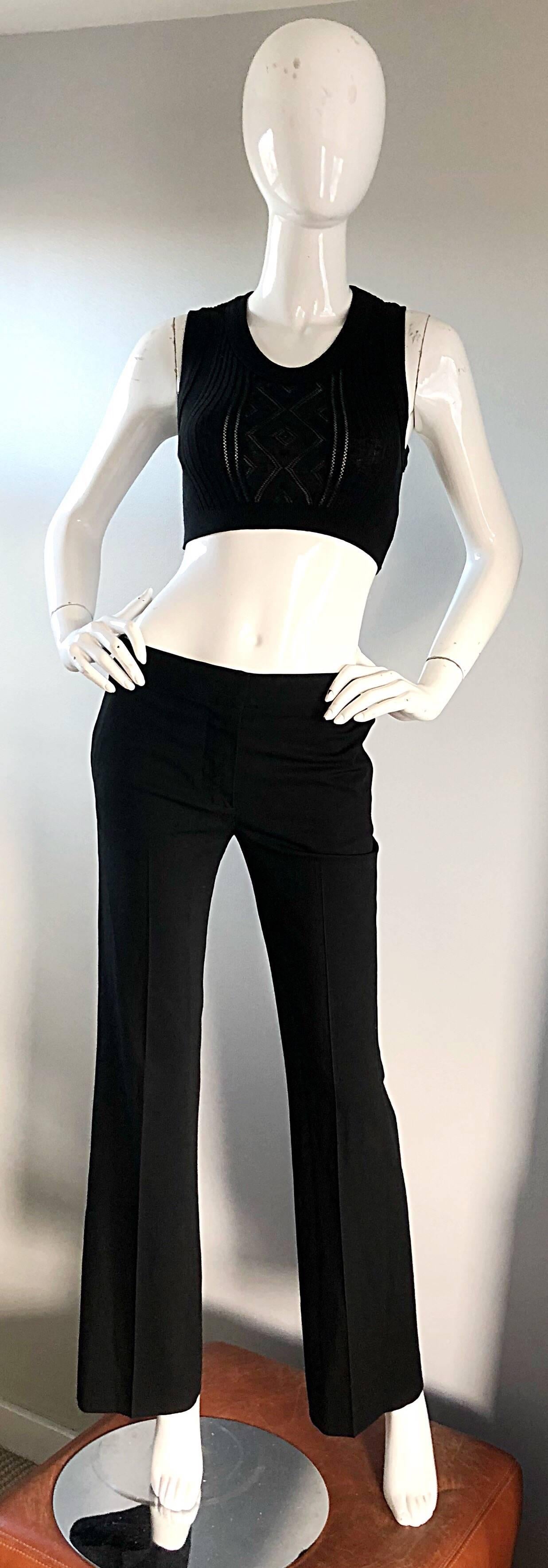 Karl Lagerfeld für Chloe 1990er Jahre Schwarze ausgestellte Seidenhose mit ausgestelltem Bein Low Rise 90er Jahre im Angebot 9