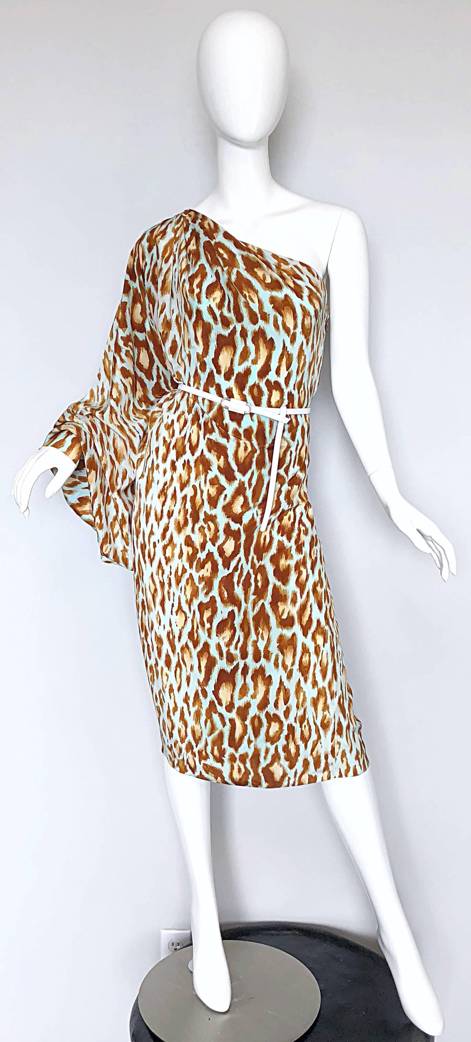 light blue animal print dress