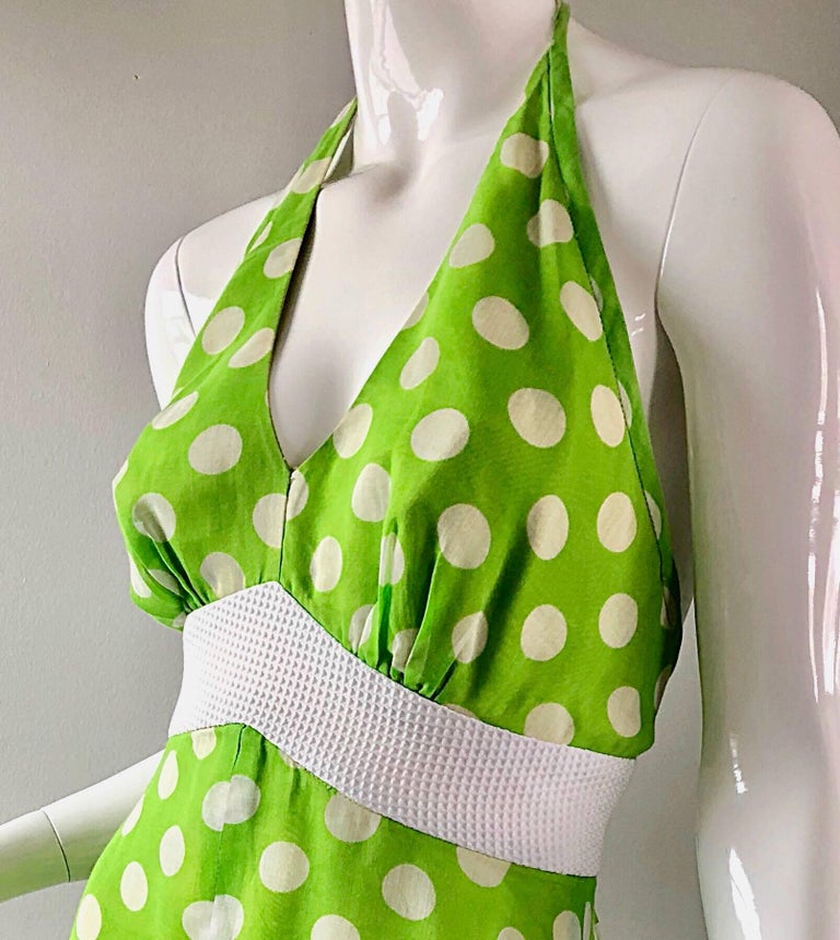 green emerald velvet dress Rouje - Julia Dress - Polka‐Dot Fluid Jersey Buttoned Dress - Green main image 1
