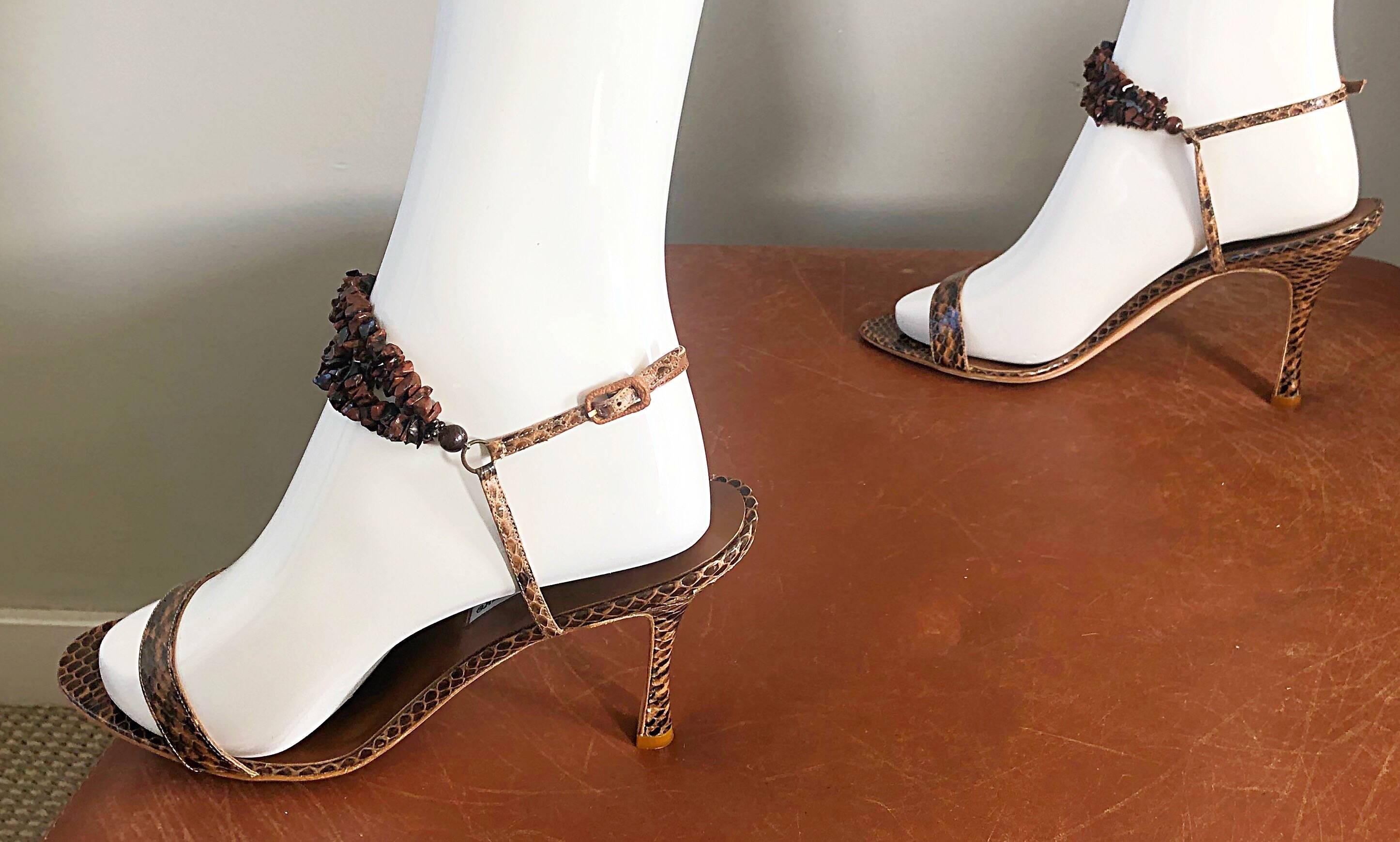 brown snake skin heels