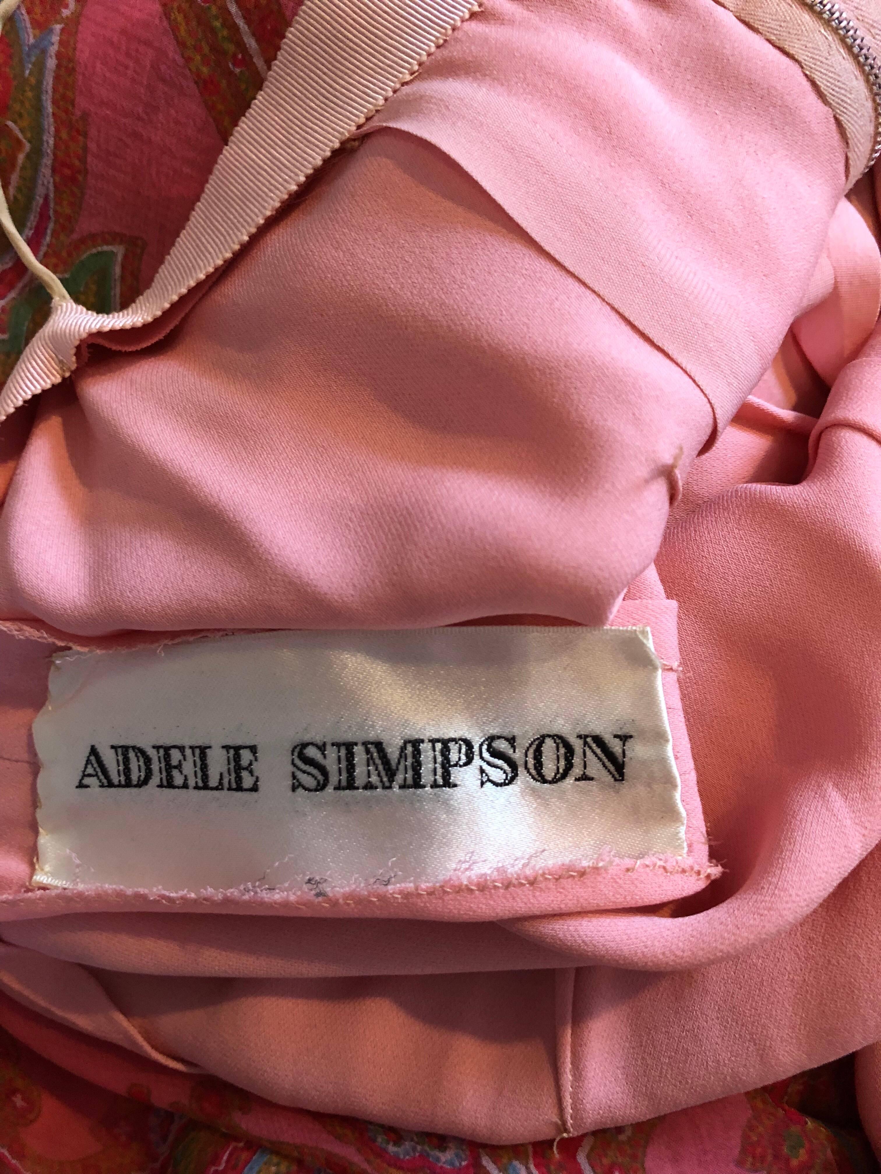 Adele Simpson 1970s Pink Silk Chiffon Paisley Bishop Sleeve Vintage Maxi Dress 4