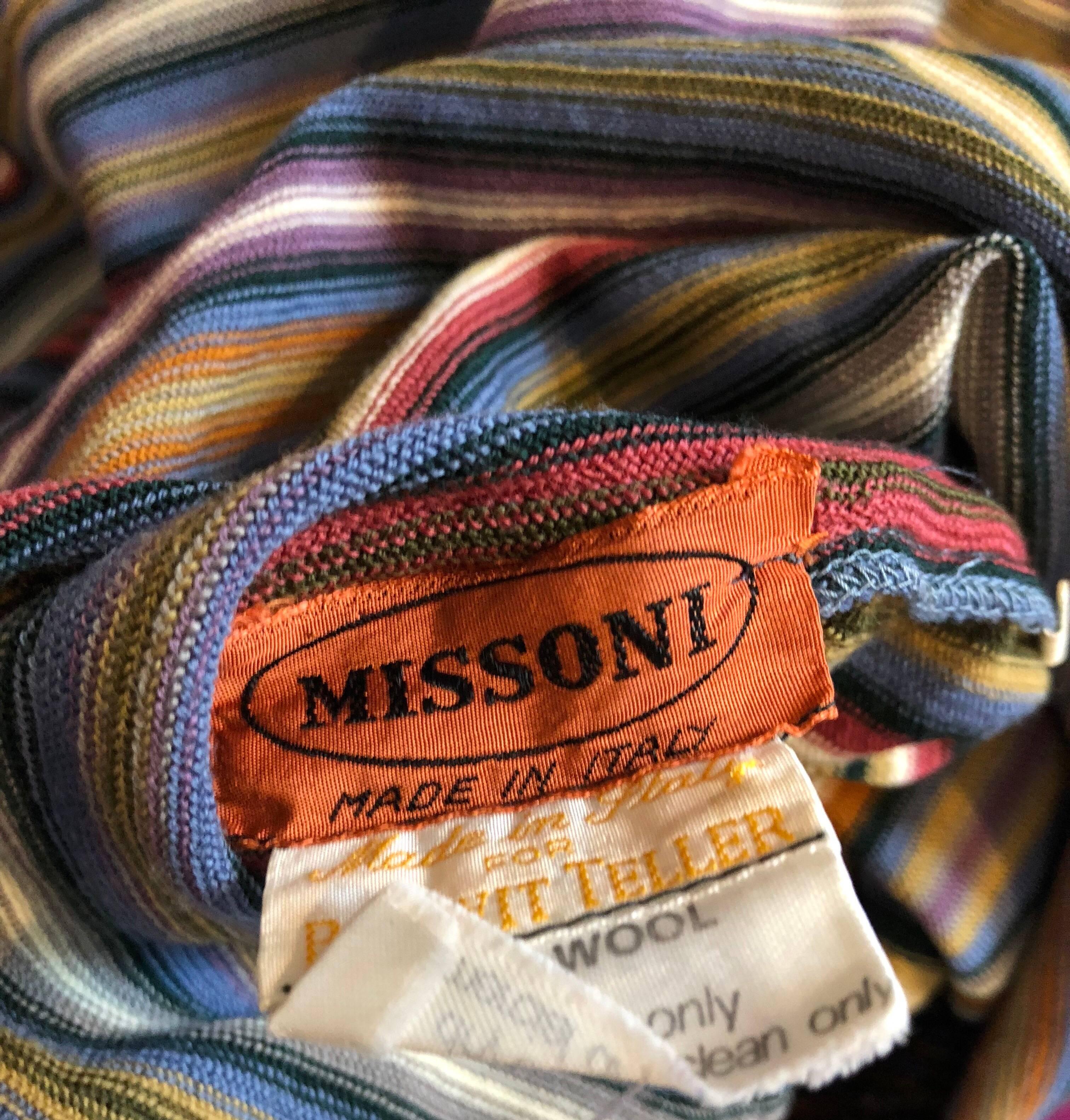 Missoni Vintage 1970s Rare Striped Wool Long Sleeve 70s Cape Dress Bonwit Teller 5